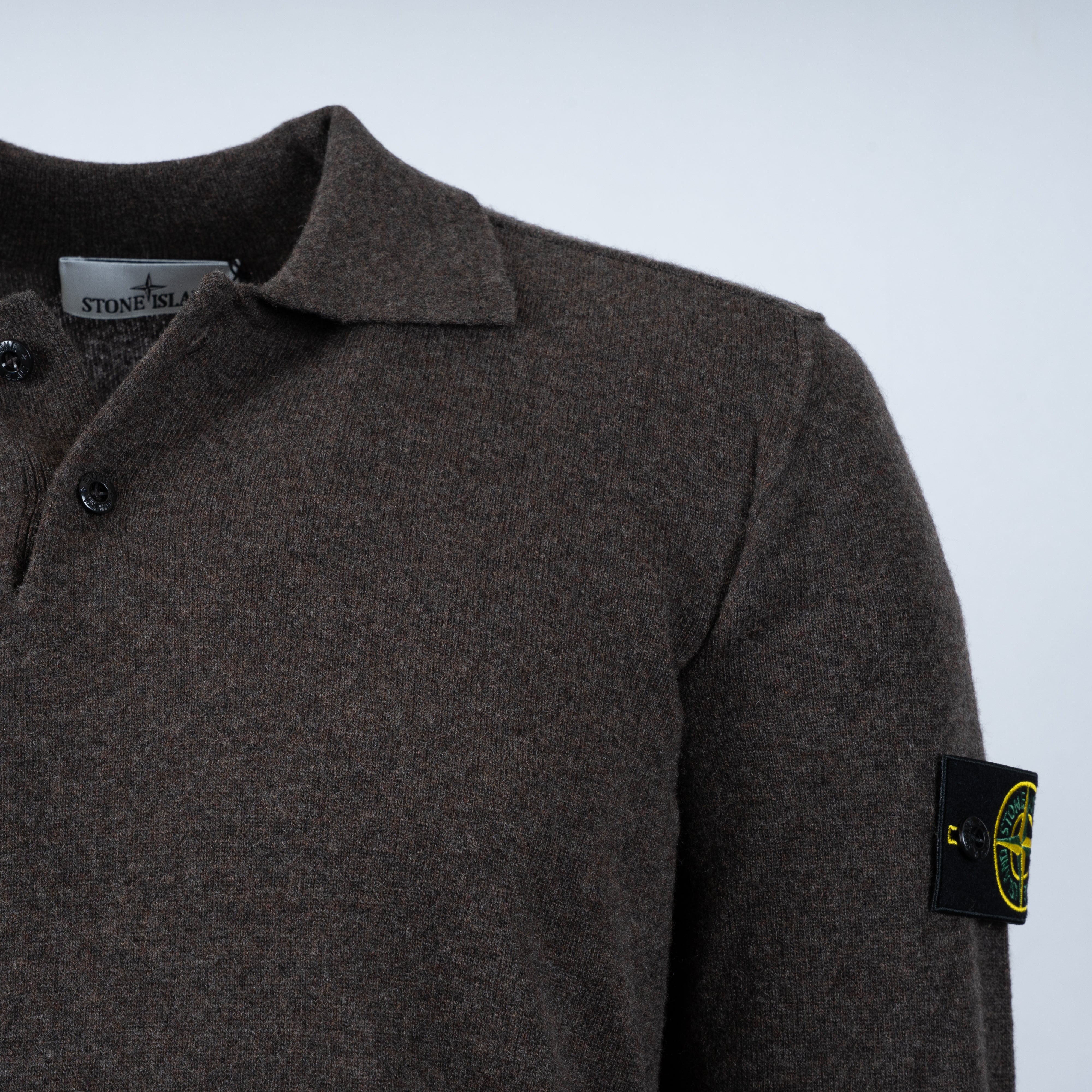 Stone Island Gebreide Trui met Polokraag Bruin | Light RWS Geelong Wool