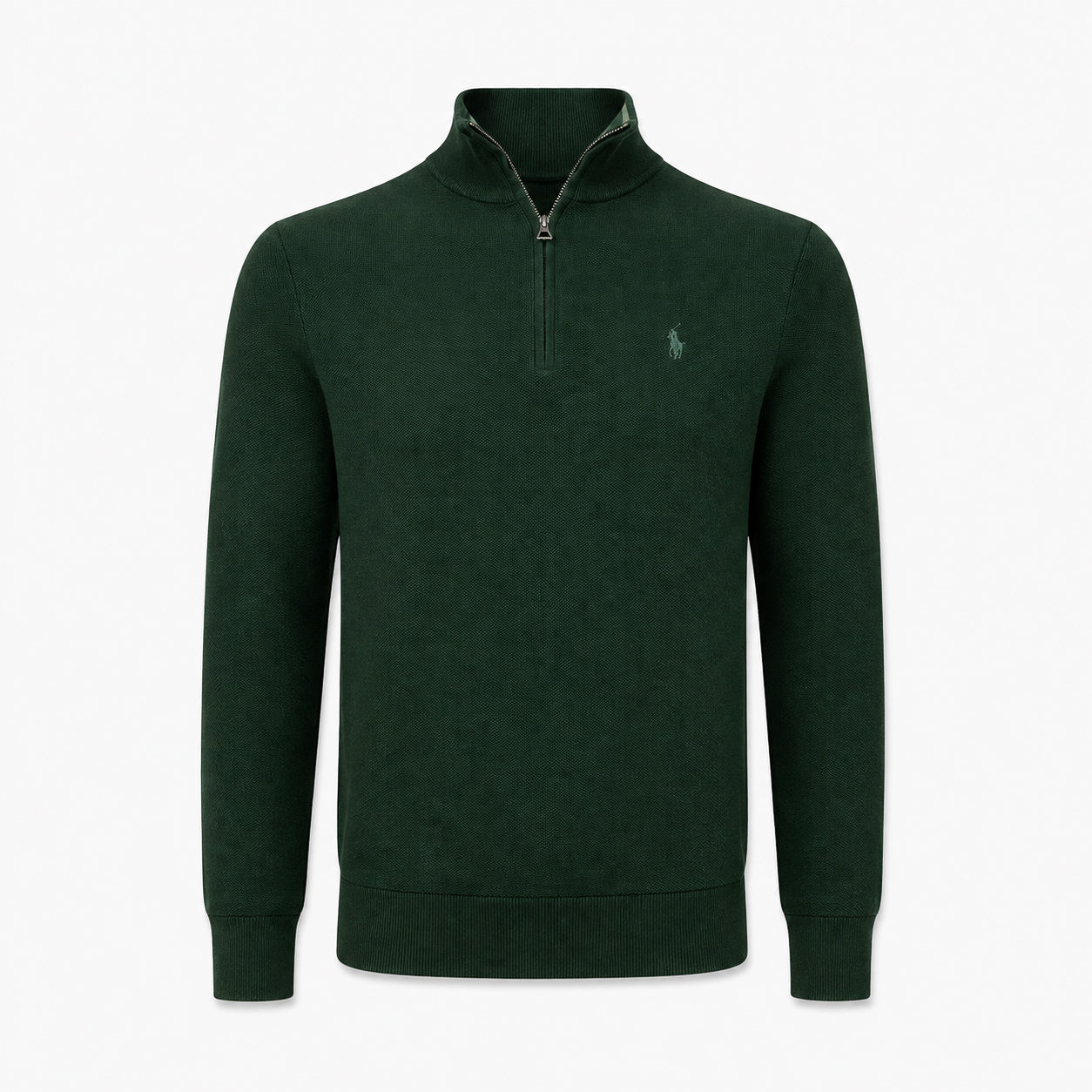 Ralph Lauren Gebreide Trui met Rits Donkergroen | Mesh-Knit Cotton
