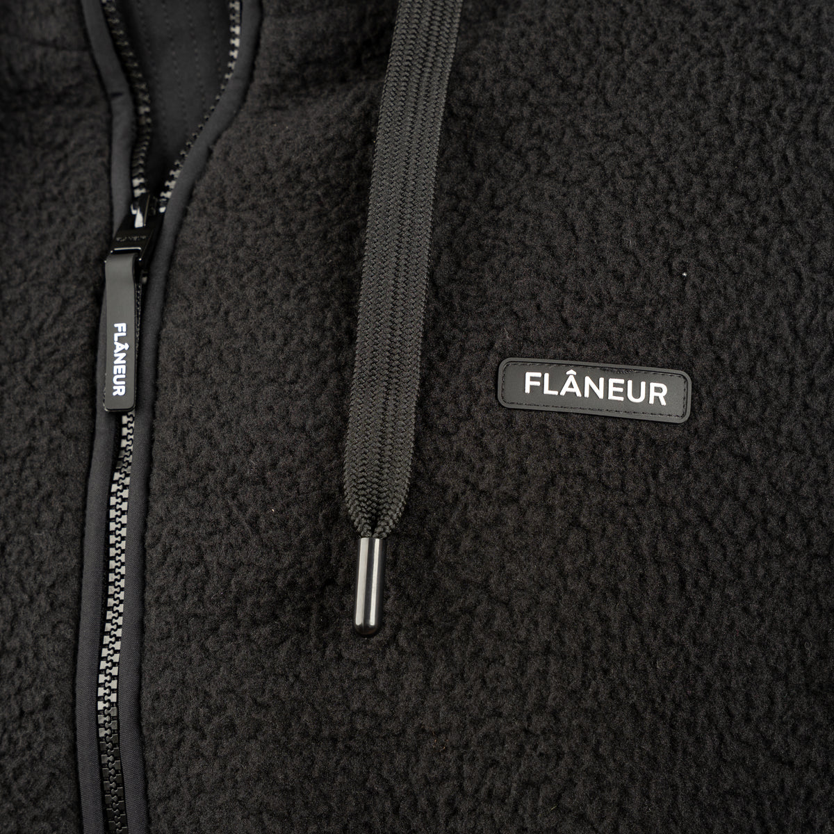 Flaneur Fleece Jack Zwart | Frosted Badge