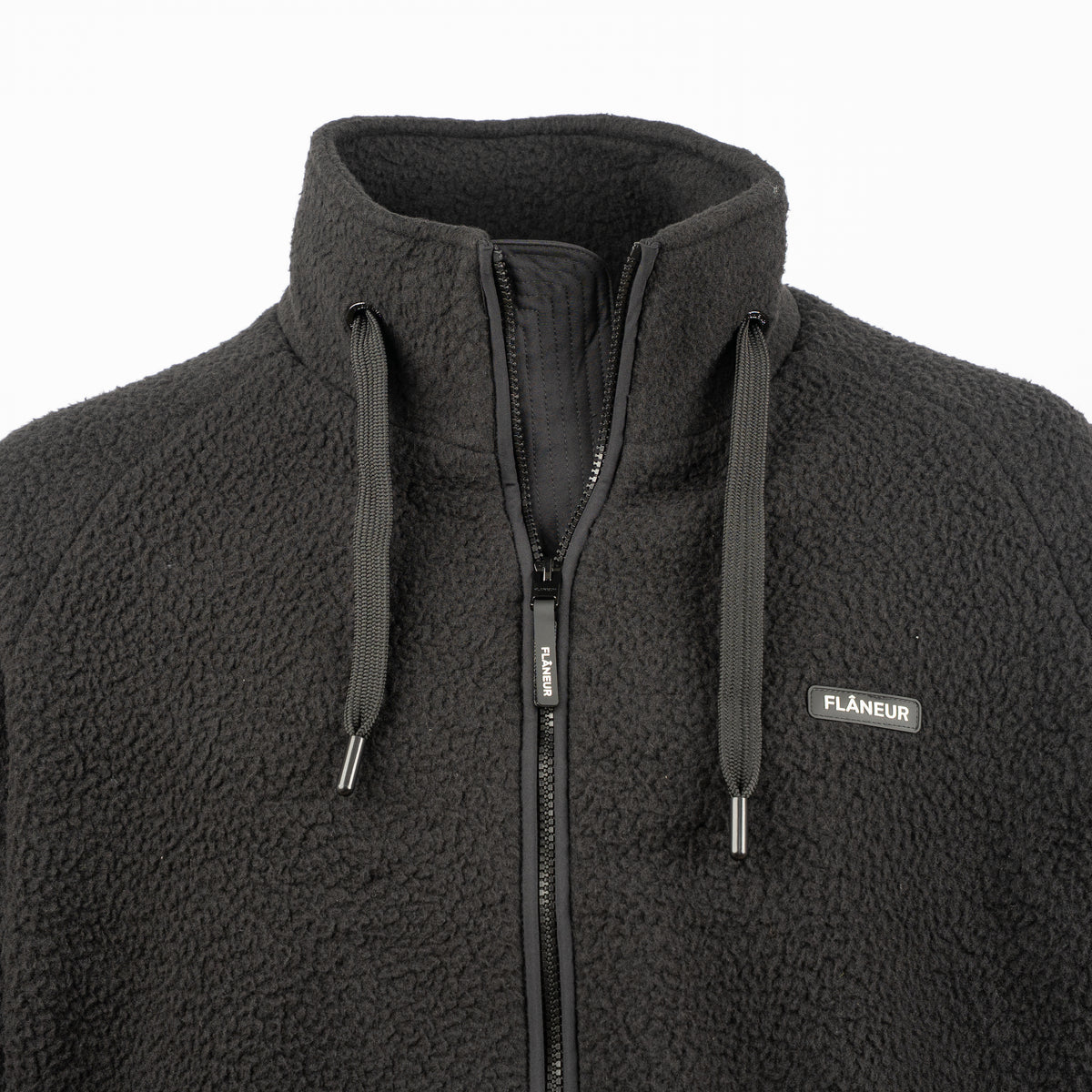 Flaneur Fleece Jack Zwart | Frosted Badge