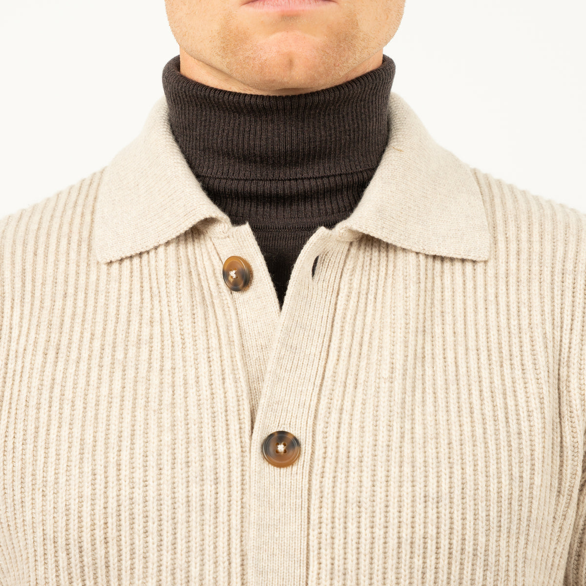 SEVEN DIALS Gebreid Vest met Knopen Beige | Boston
