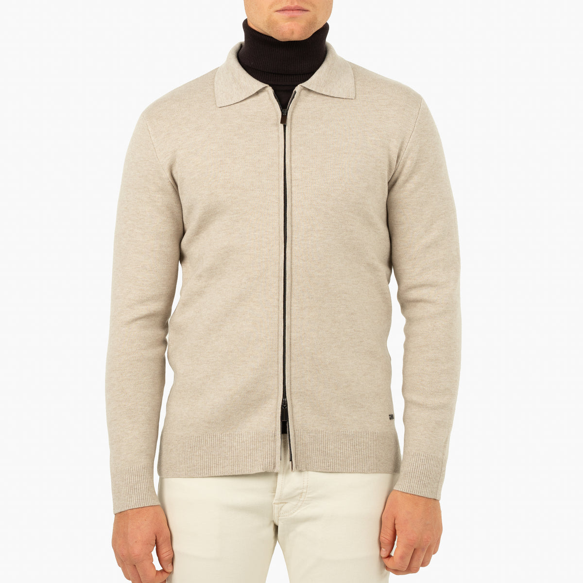 SEVEN DIALS Gebreid Vest met Rits Beige | Wakeley