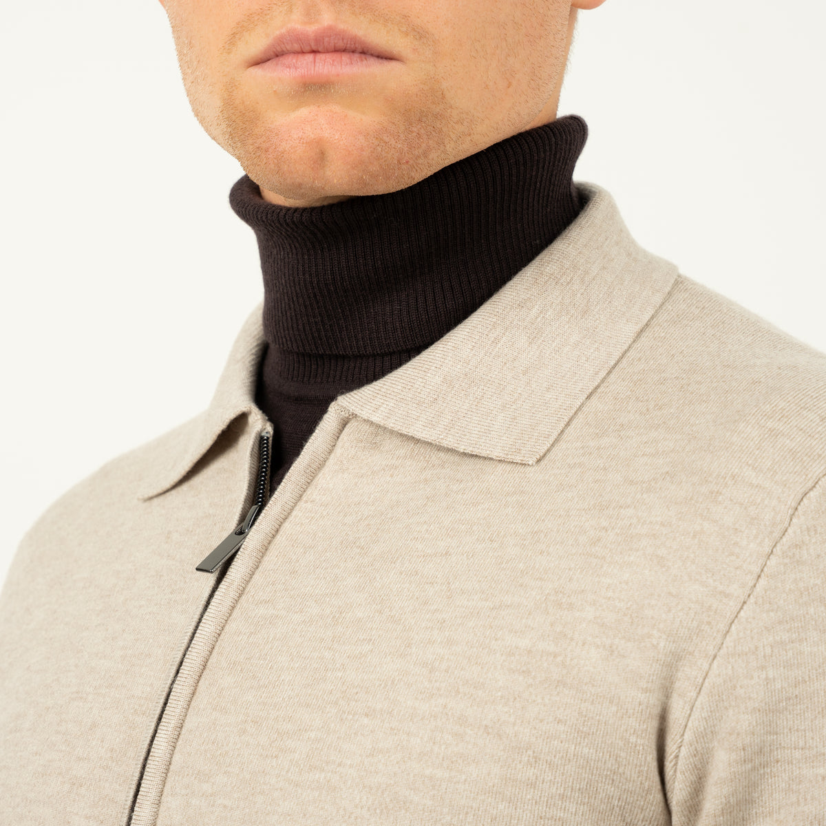 SEVEN DIALS Gebreid Vest met Rits Beige | Wakeley