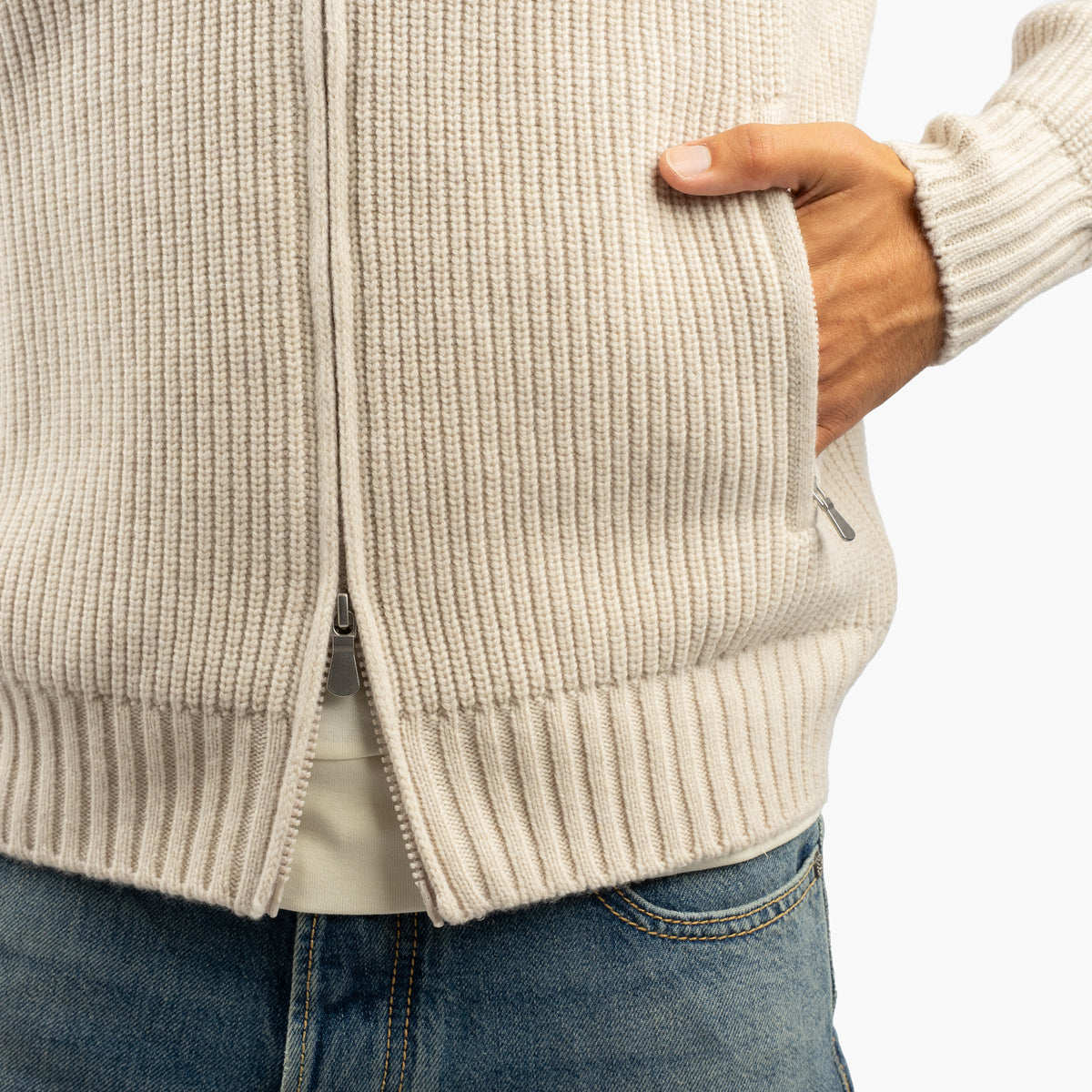 Gran Sasso Vest Beige met Teddy-Kraag | Extrafine Merino