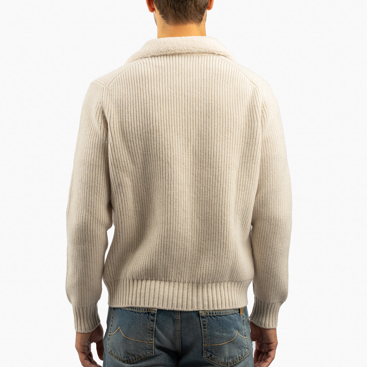 Gran Sasso Vest Beige met Teddy-Kraag | Extrafine Merino