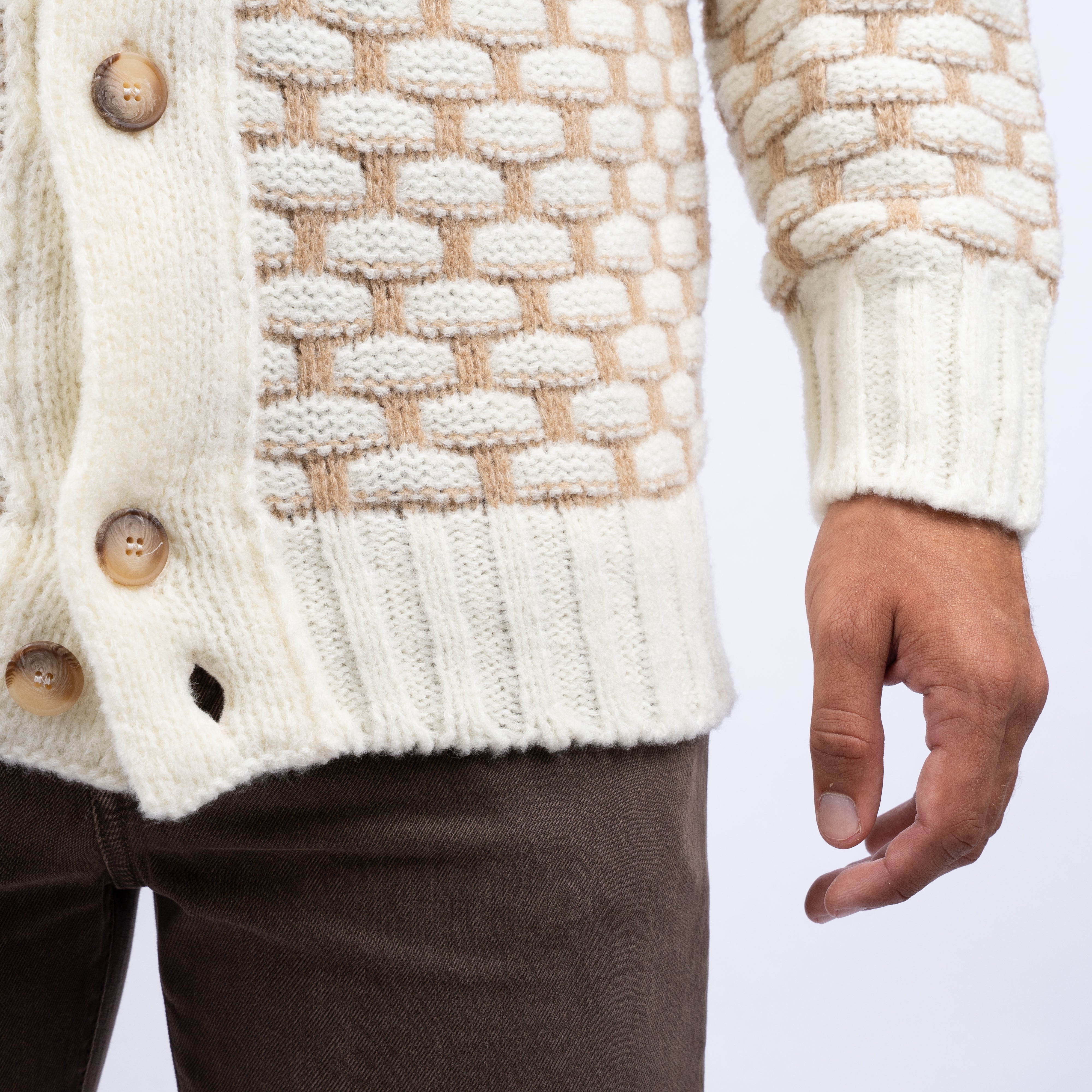 Gran Sasso Gebreid Knoopvest Off-White