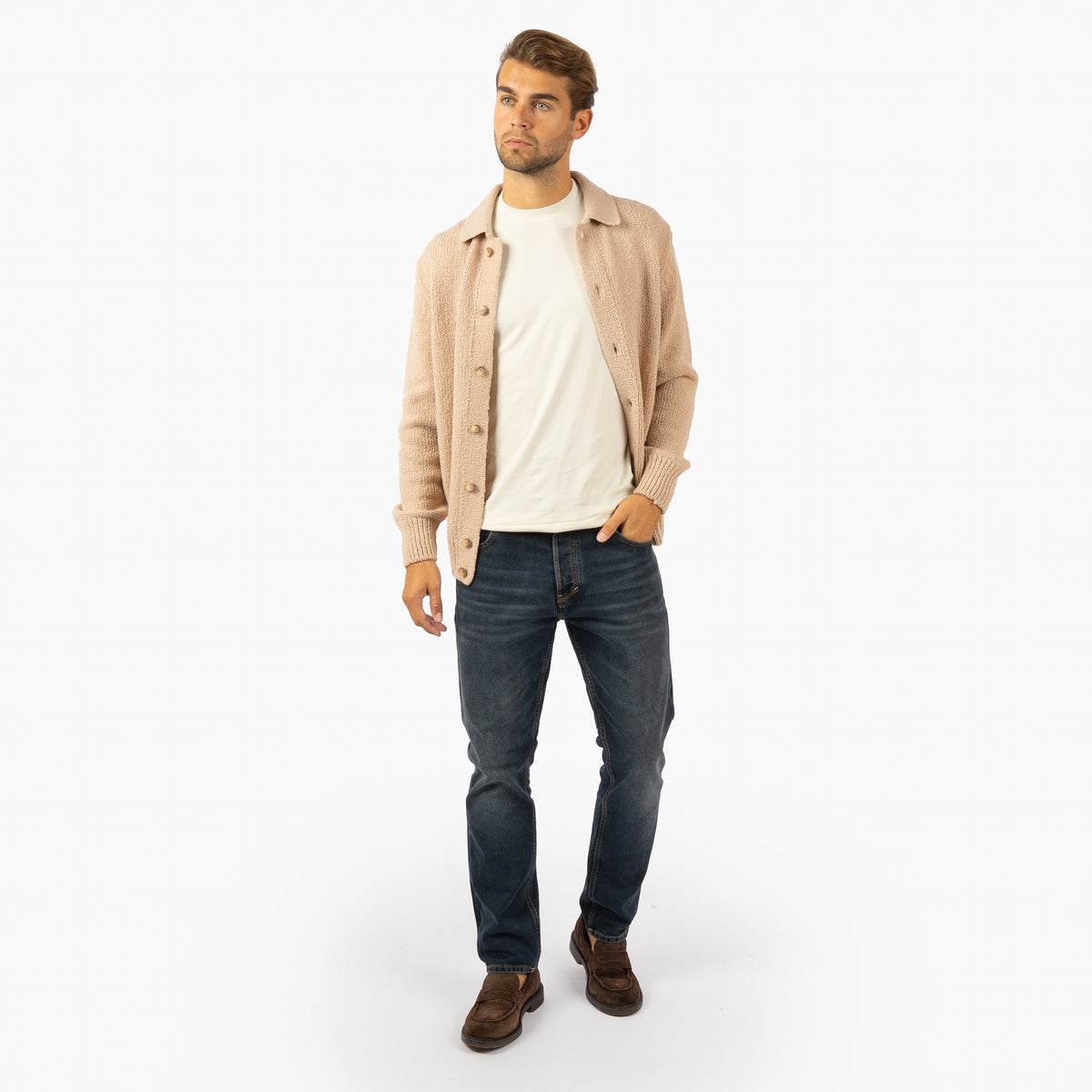 Gran Sasso Gebreid Knoopvest Beige