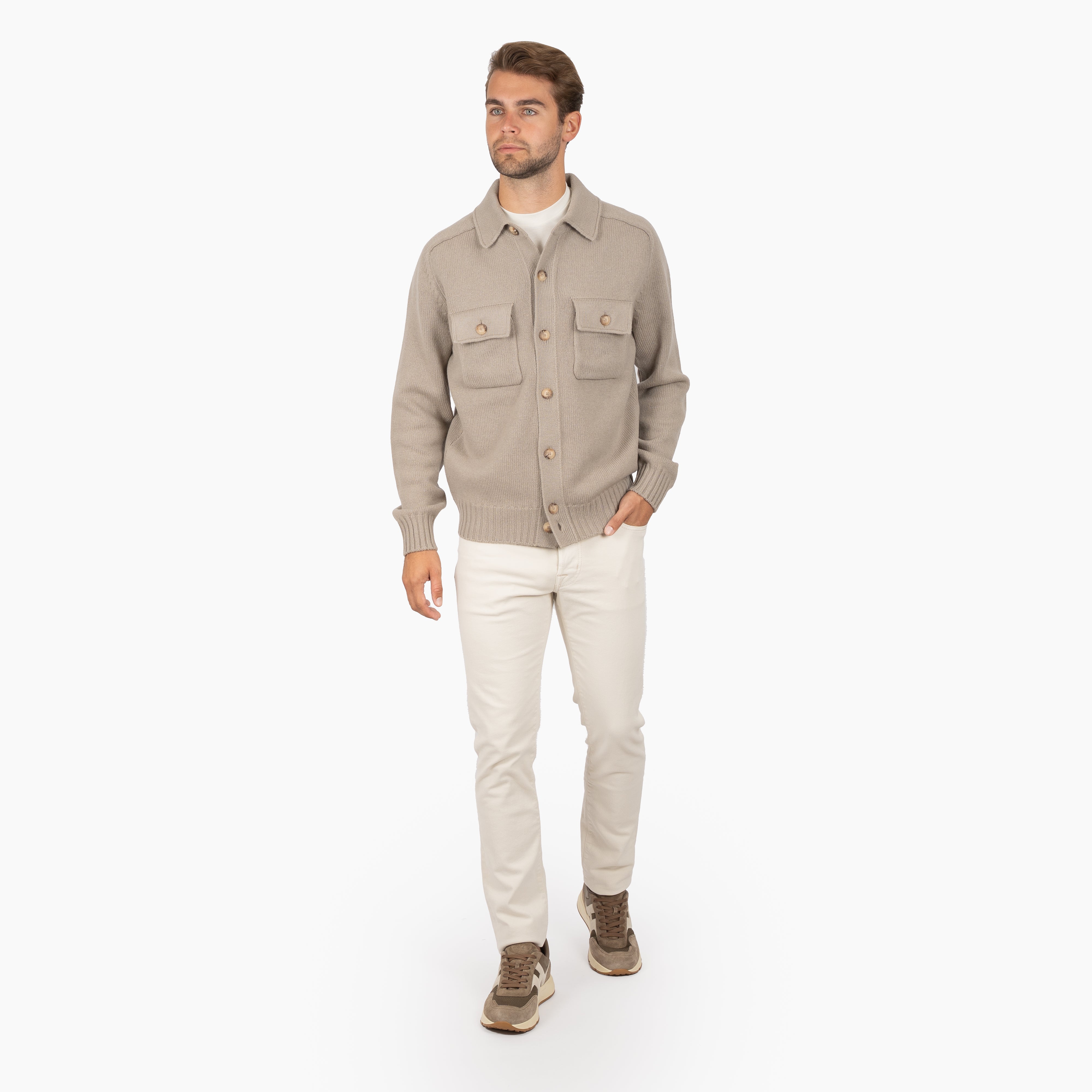 Gran Sasso Gebreid Overshirt Beige | Super Geelong