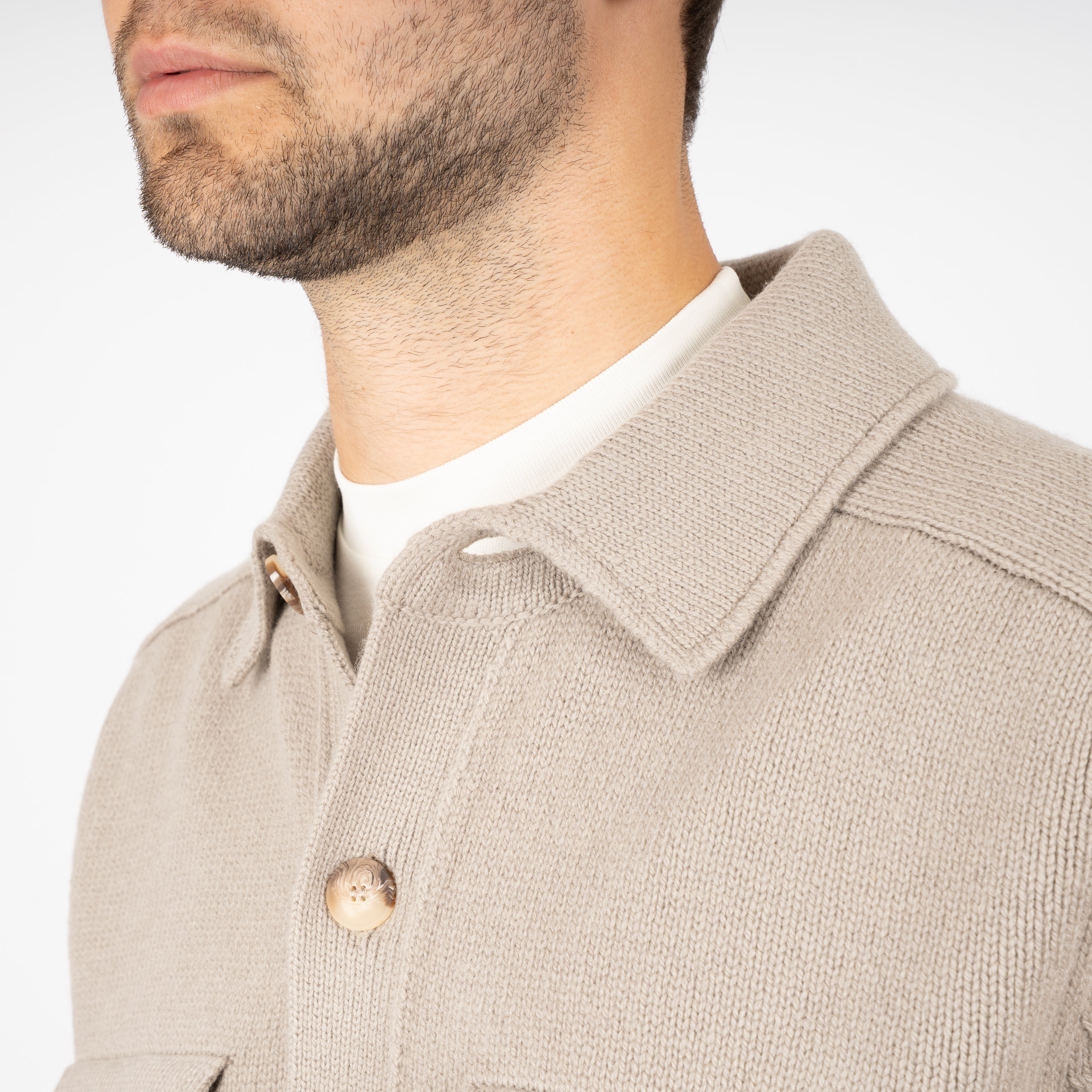 Gran Sasso Gebreid Overshirt Beige | Super Geelong