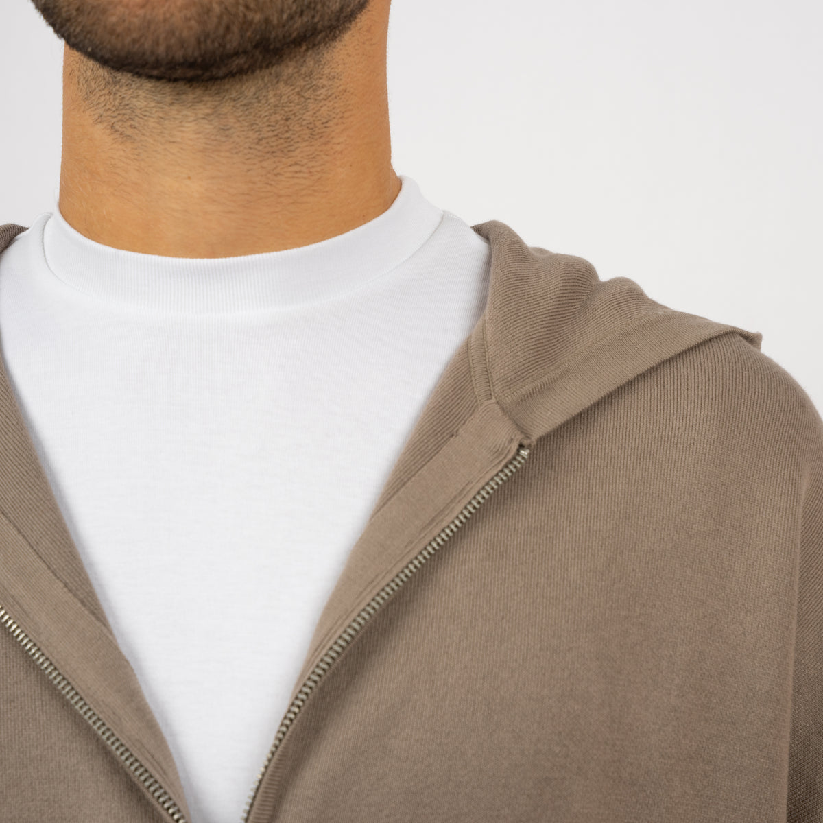Flaneur Gebreid Vest Taupe | Atelier Knit Zip-Up