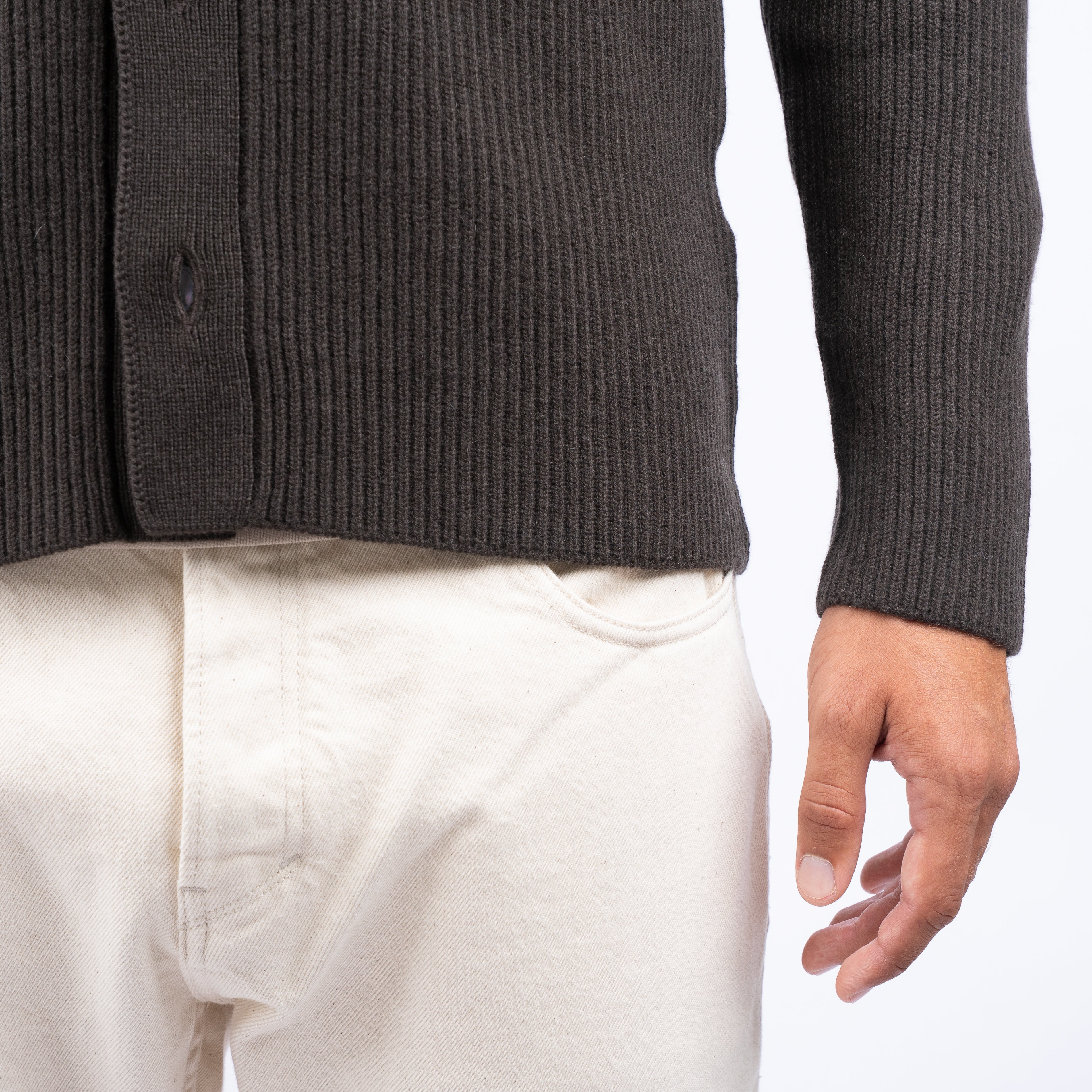 Gran Sasso Gebreid Knoopvest Bruin | Cashmere Lana