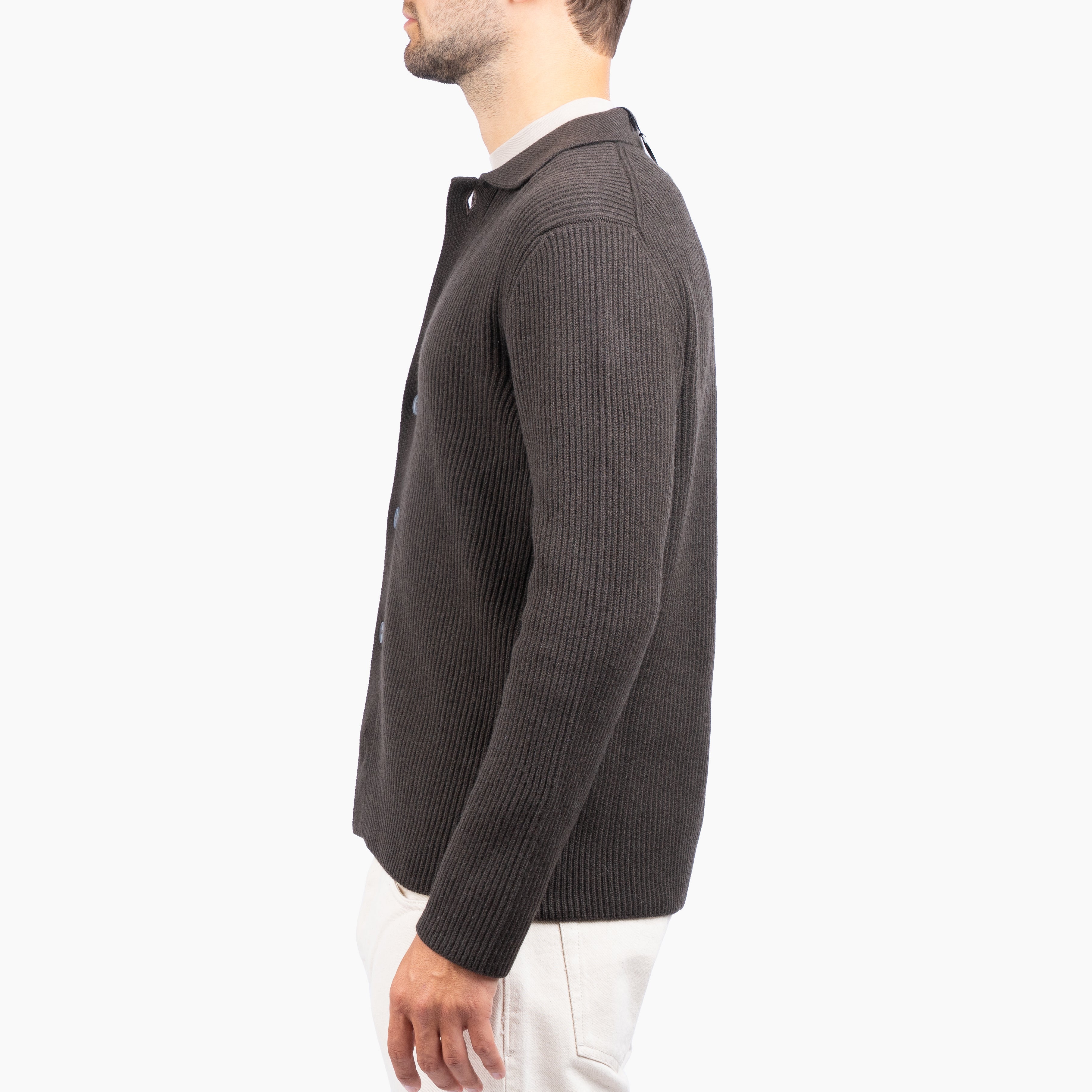 Gran Sasso Gebreid Knoopvest Bruin | Cashmere Lana