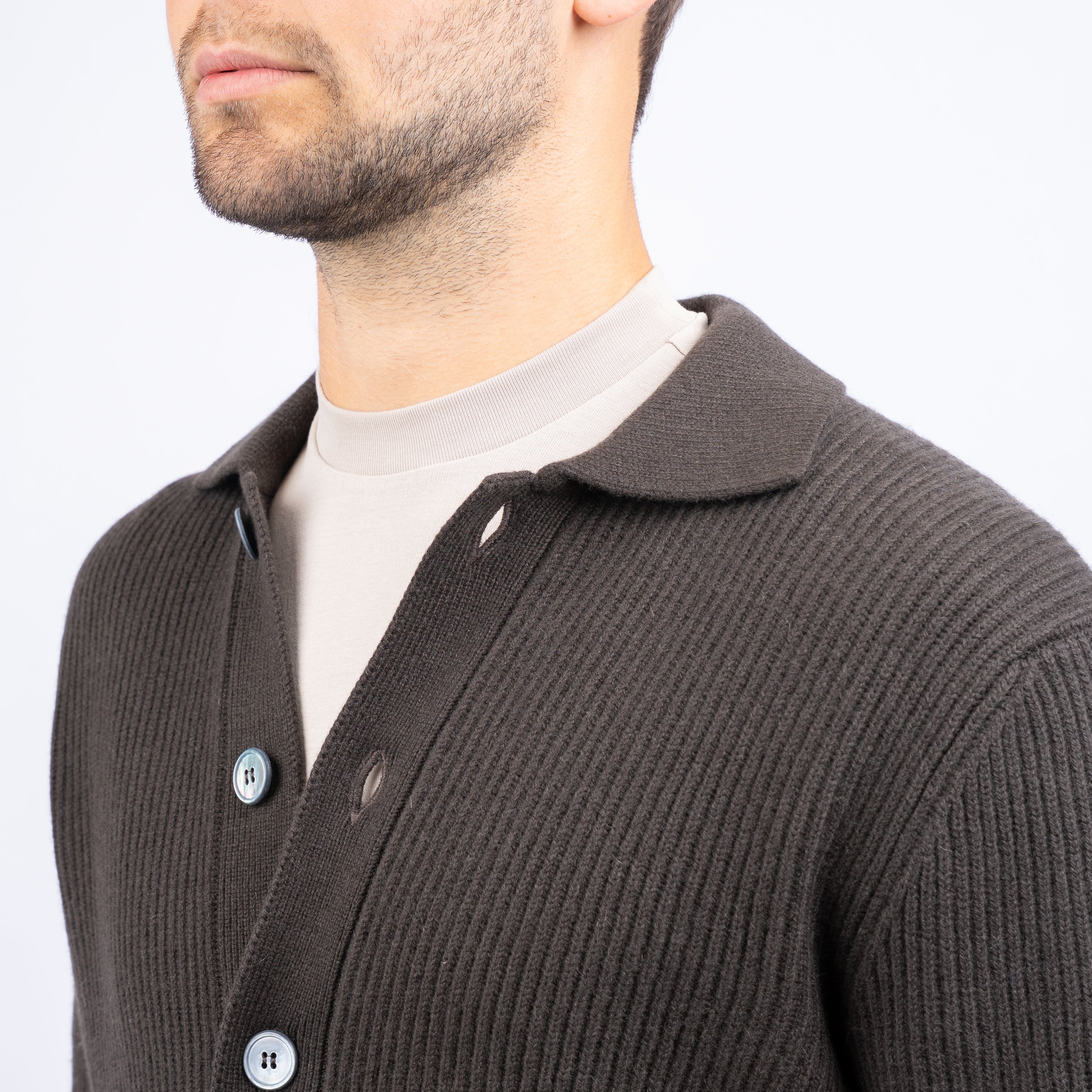 Gran Sasso Gebreid Knoopvest Bruin | Cashmere Lana