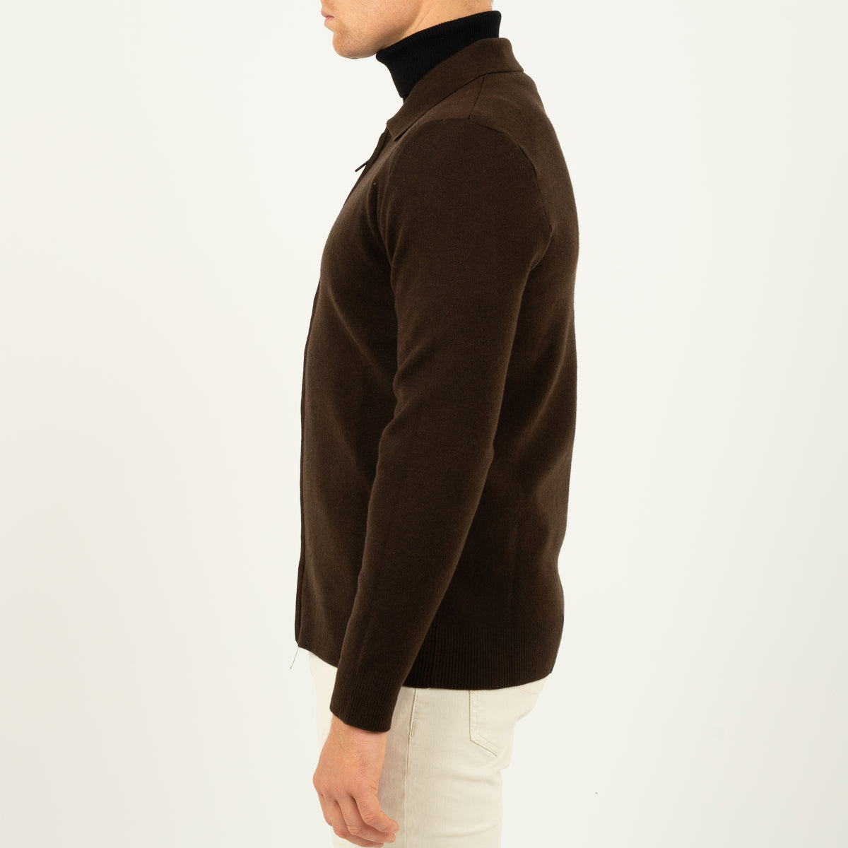 SEVEN DIALS Gebreid Vest met Rits Bruin | Wakeley