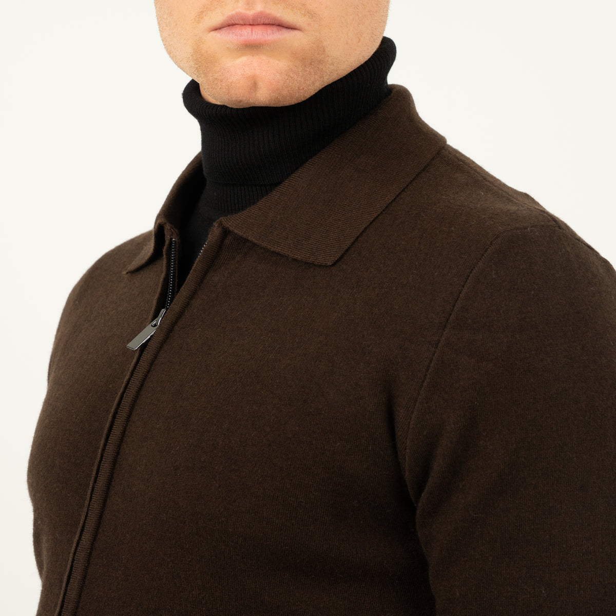 SEVEN DIALS Gebreid Vest met Rits Bruin | Wakeley