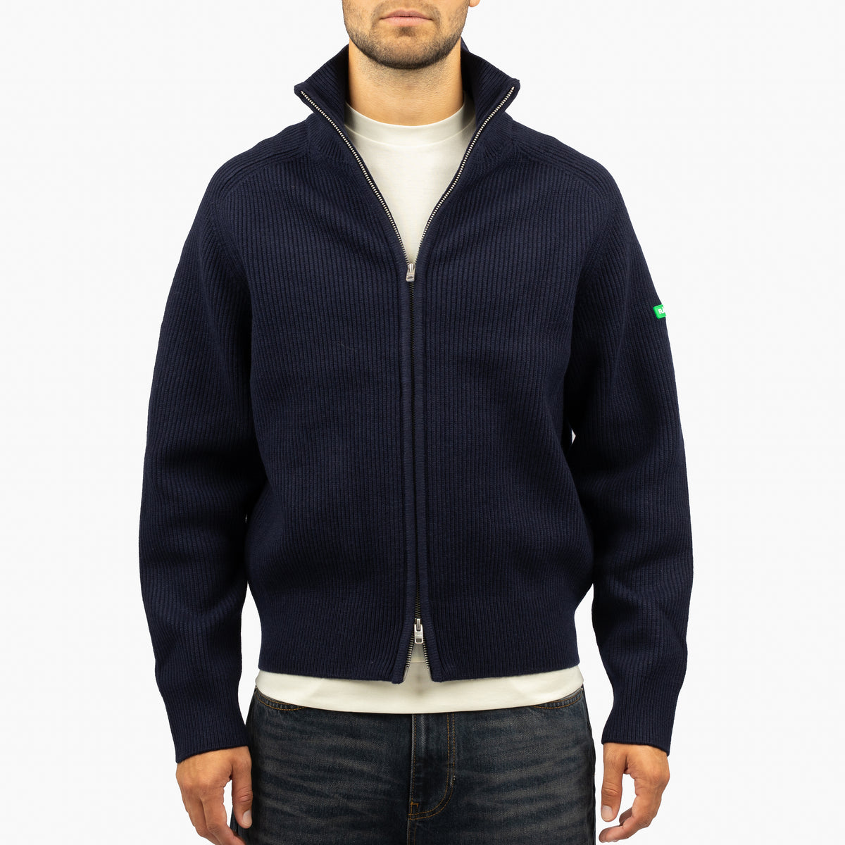 Flaneur Gebreid Vest Blauw | Badge Knit
