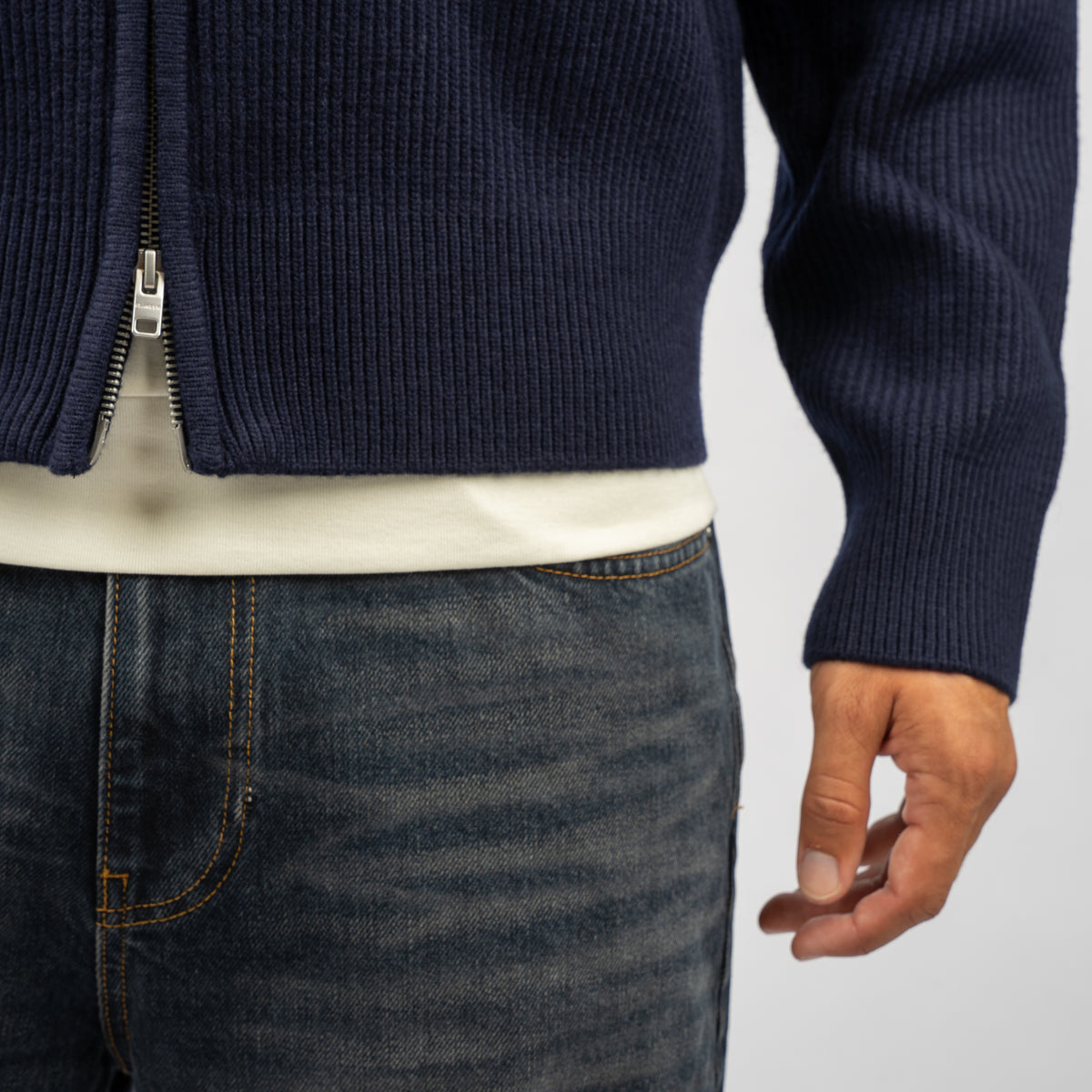 Flaneur Gebreid Vest Blauw | Badge Knit