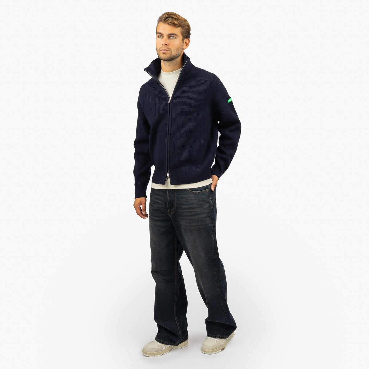 Flaneur Gebreid Vest Blauw | Badge Knit