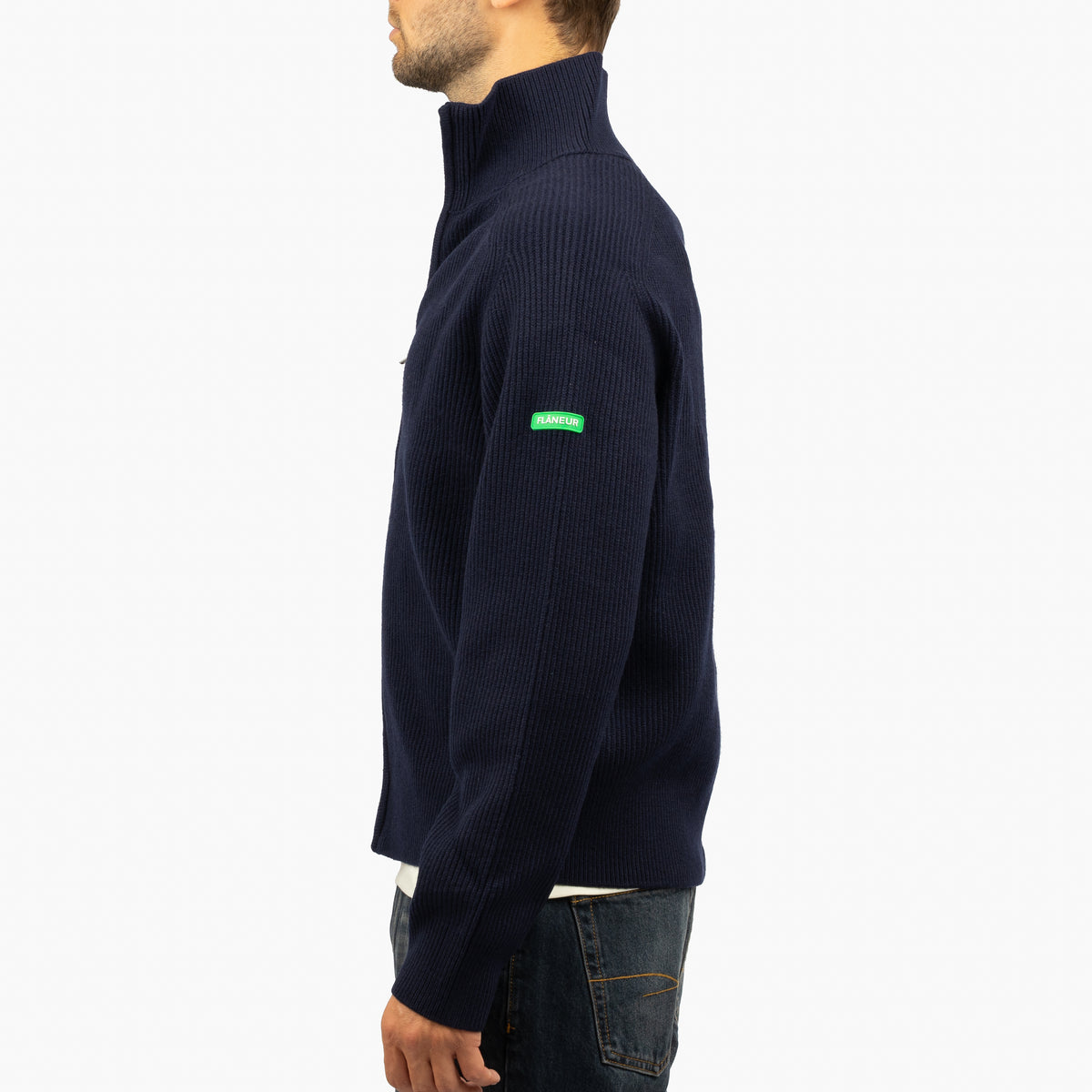 Flaneur Gebreid Vest Blauw | Badge Knit
