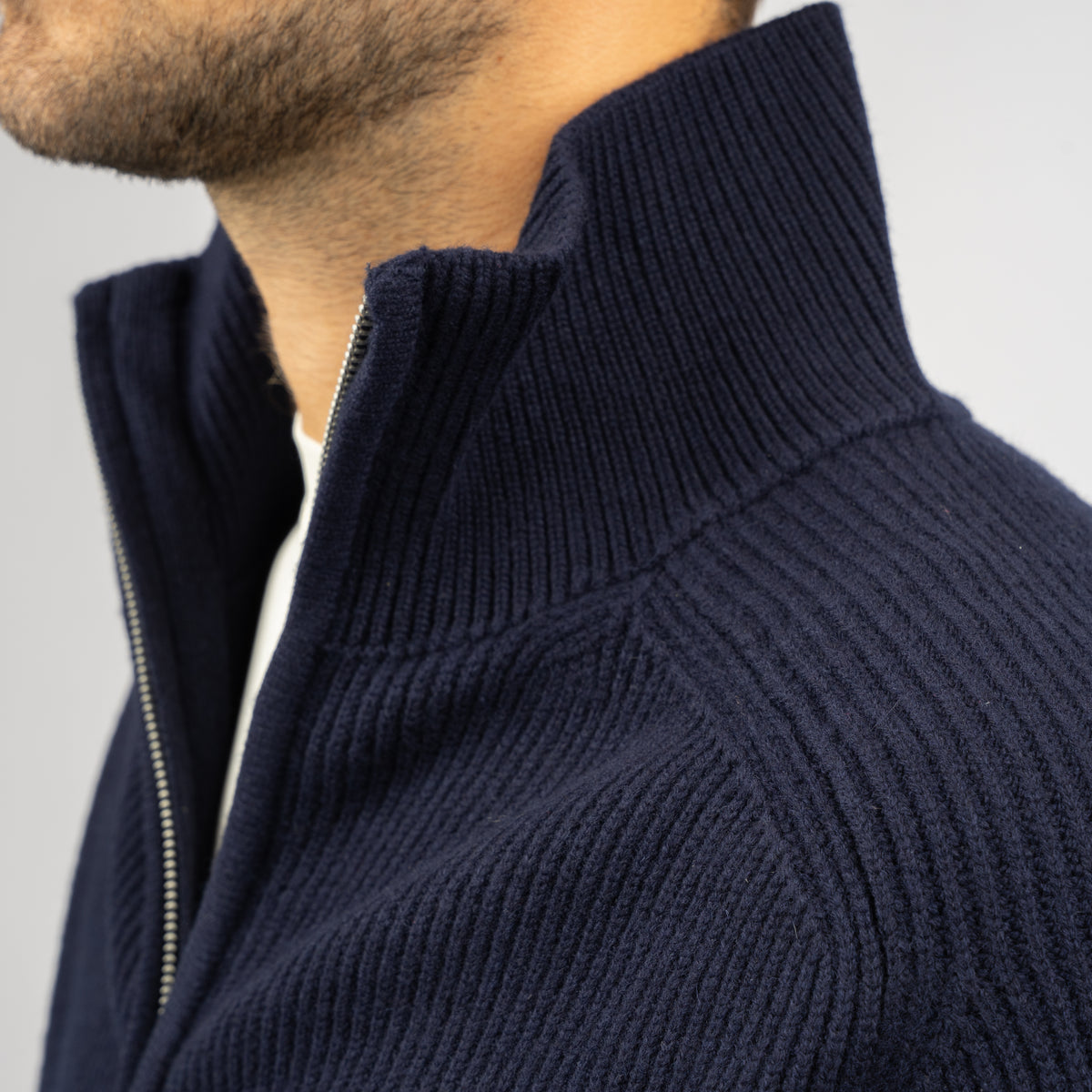 Flaneur Gebreid Vest Blauw | Badge Knit