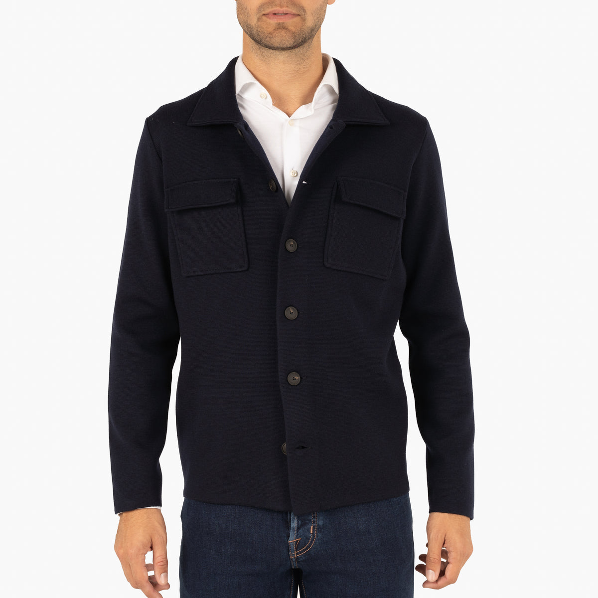 Gran Sasso Gebreid Overshirt Blauw | Sartorial