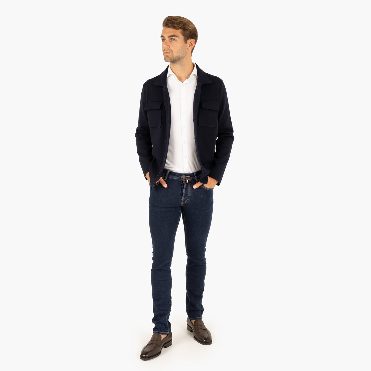 Gran Sasso Gebreid Overshirt Blauw | Sartorial