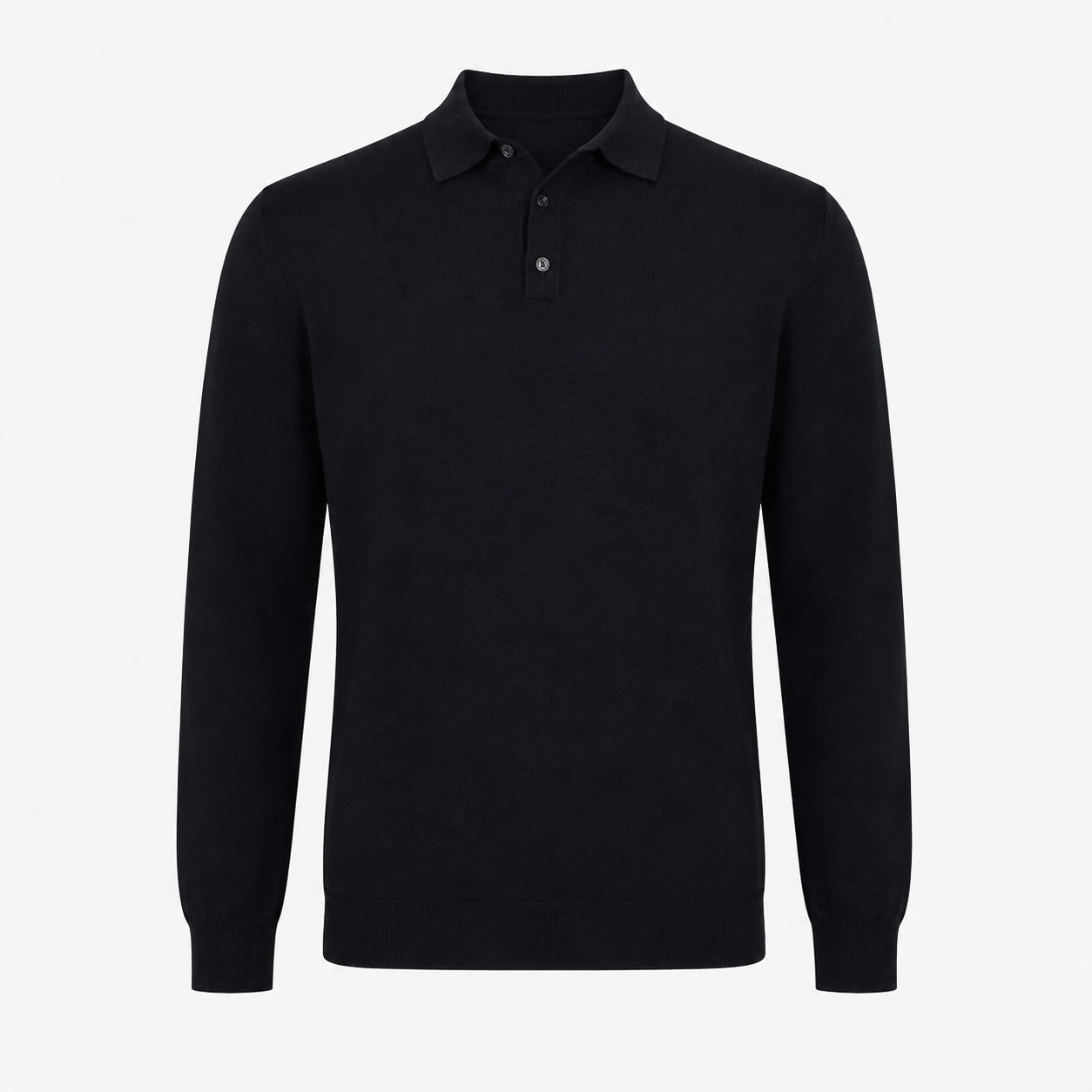 Slowear Gebreide Polo Lange Mouw Zwart | Flexwool