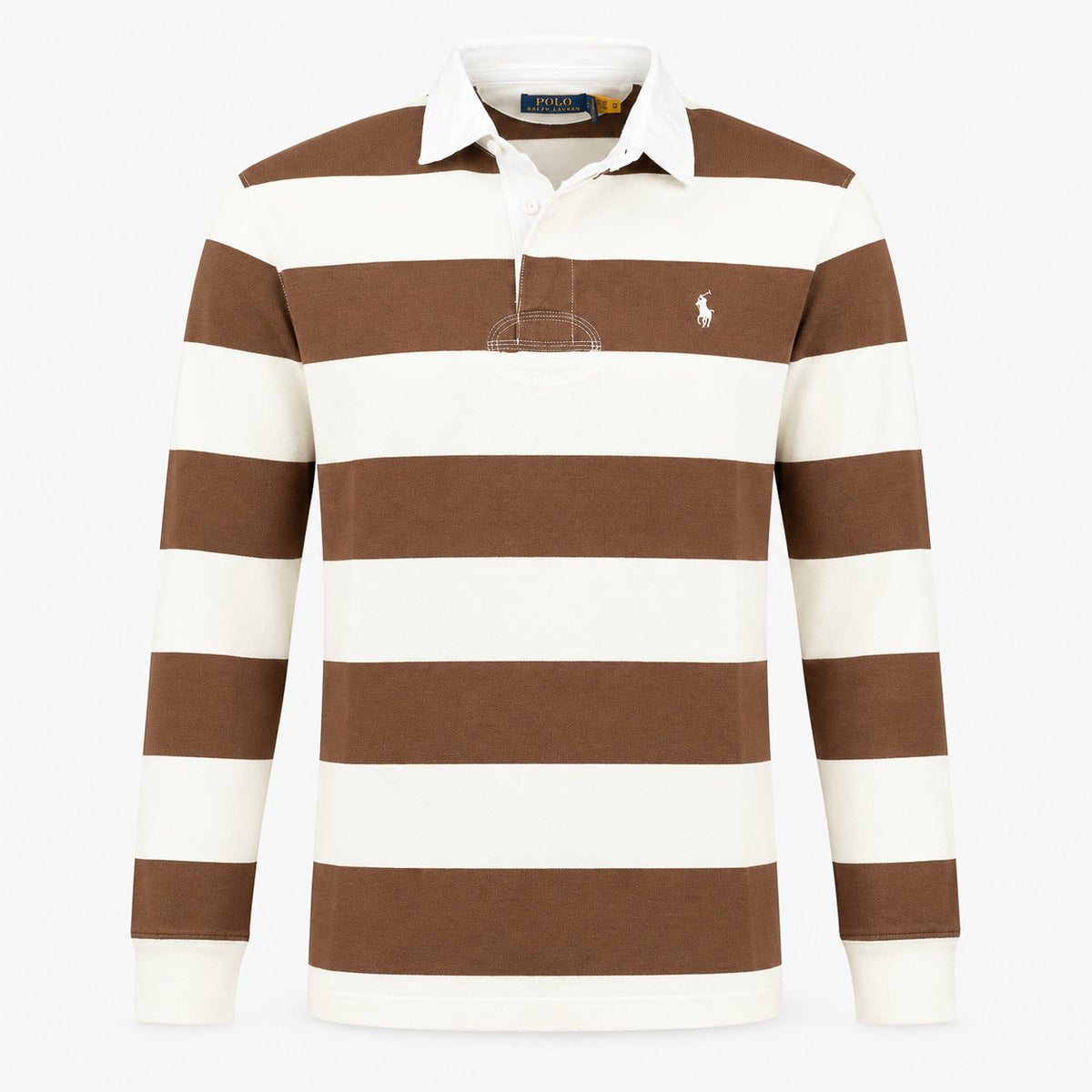 Ralph Lauren Polo Lange Mouw Camel Gestreept | Iconic Rugby Shirt