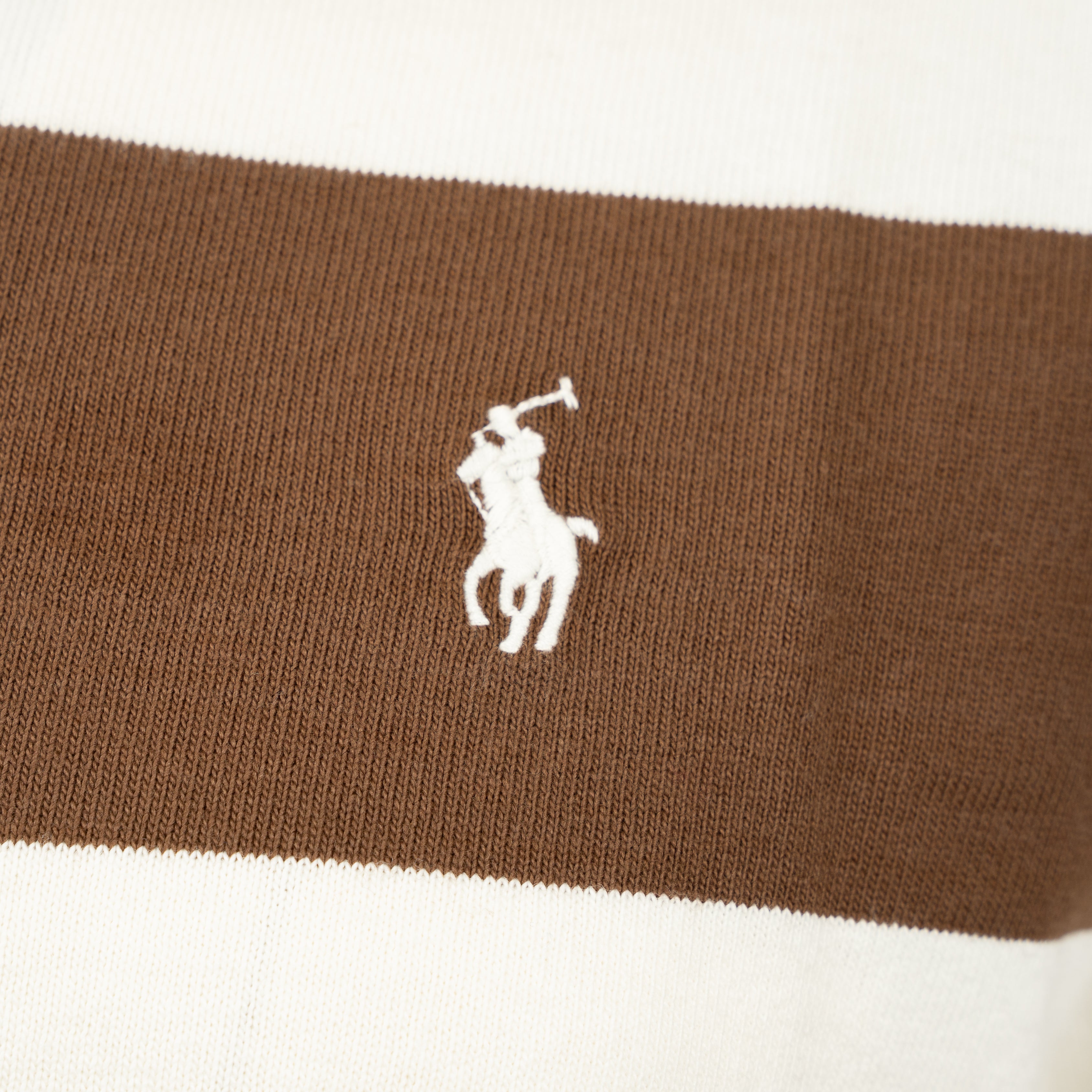 Ralph Lauren Polo Lange Mouw Camel Gestreept | Iconic Rugby Shirt