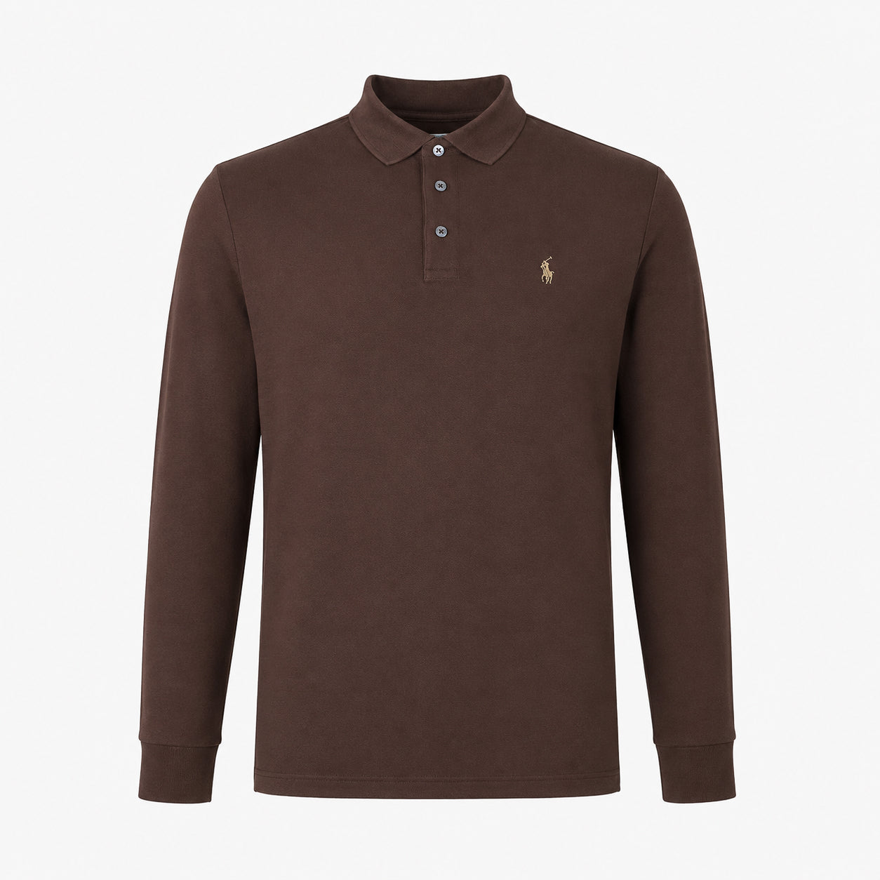 Ralph Lauren Polo Lange Mouw Bruin | Custom Slim Fit