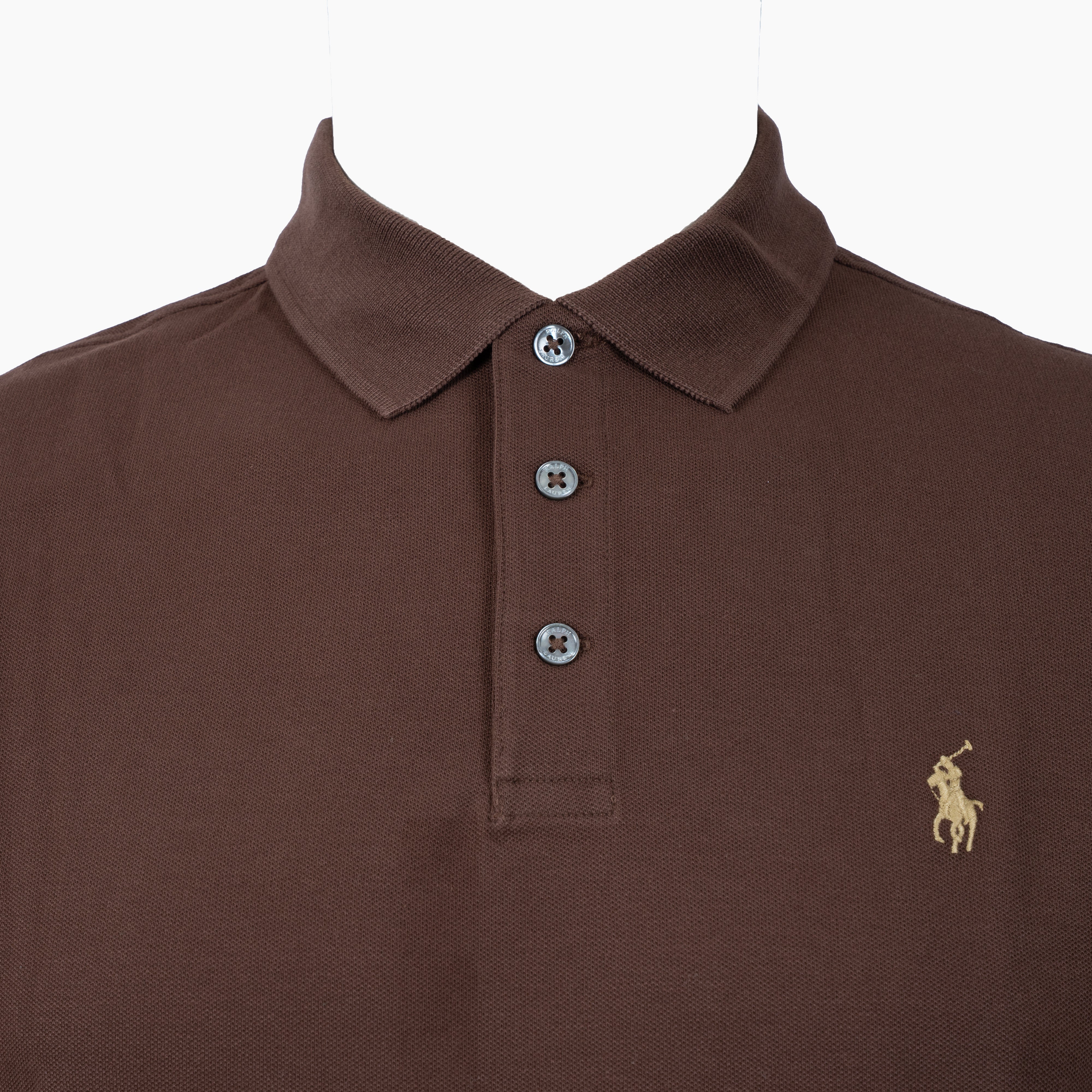 Ralph Lauren Polo Lange Mouw Bruin | Custom Slim Fit