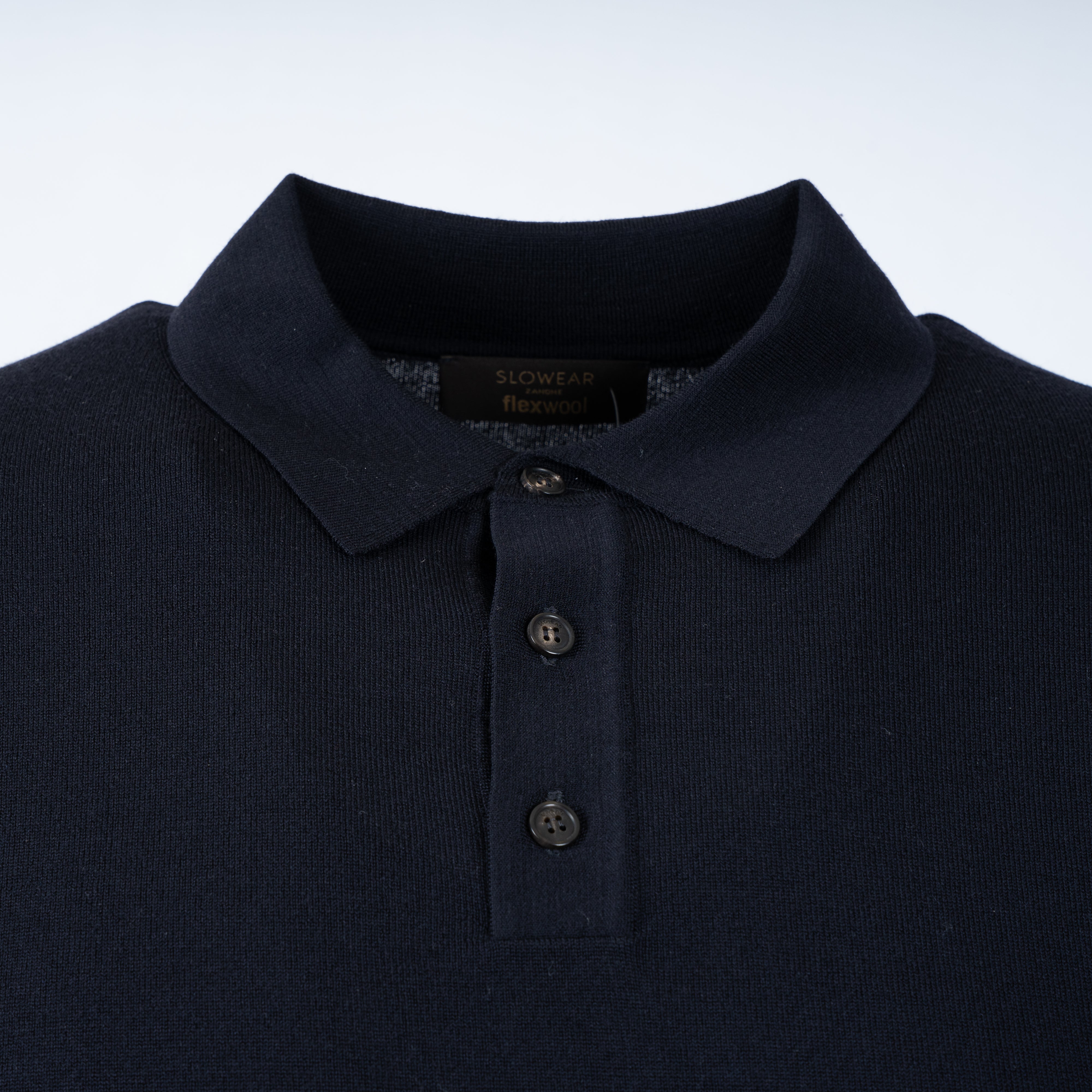 Slowear Gebreide Polo Lange Mouw Blauw | Flexwool