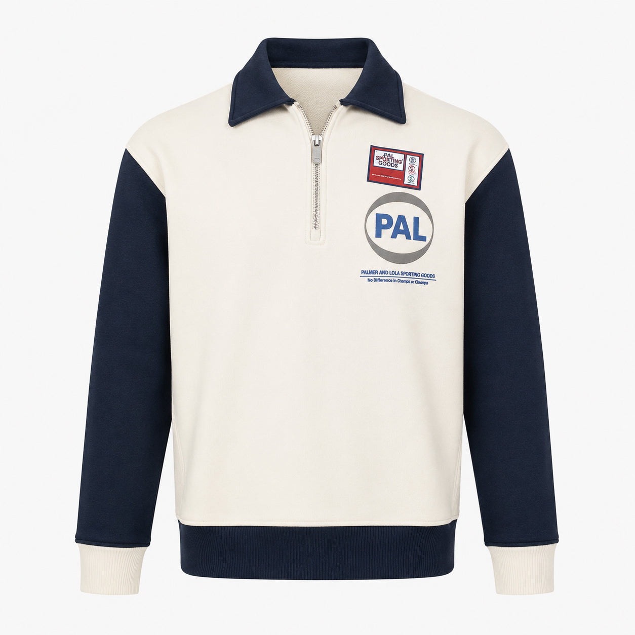 Pal Sporting Goods Sweater met Rits Crème & Blauw | Pre Game