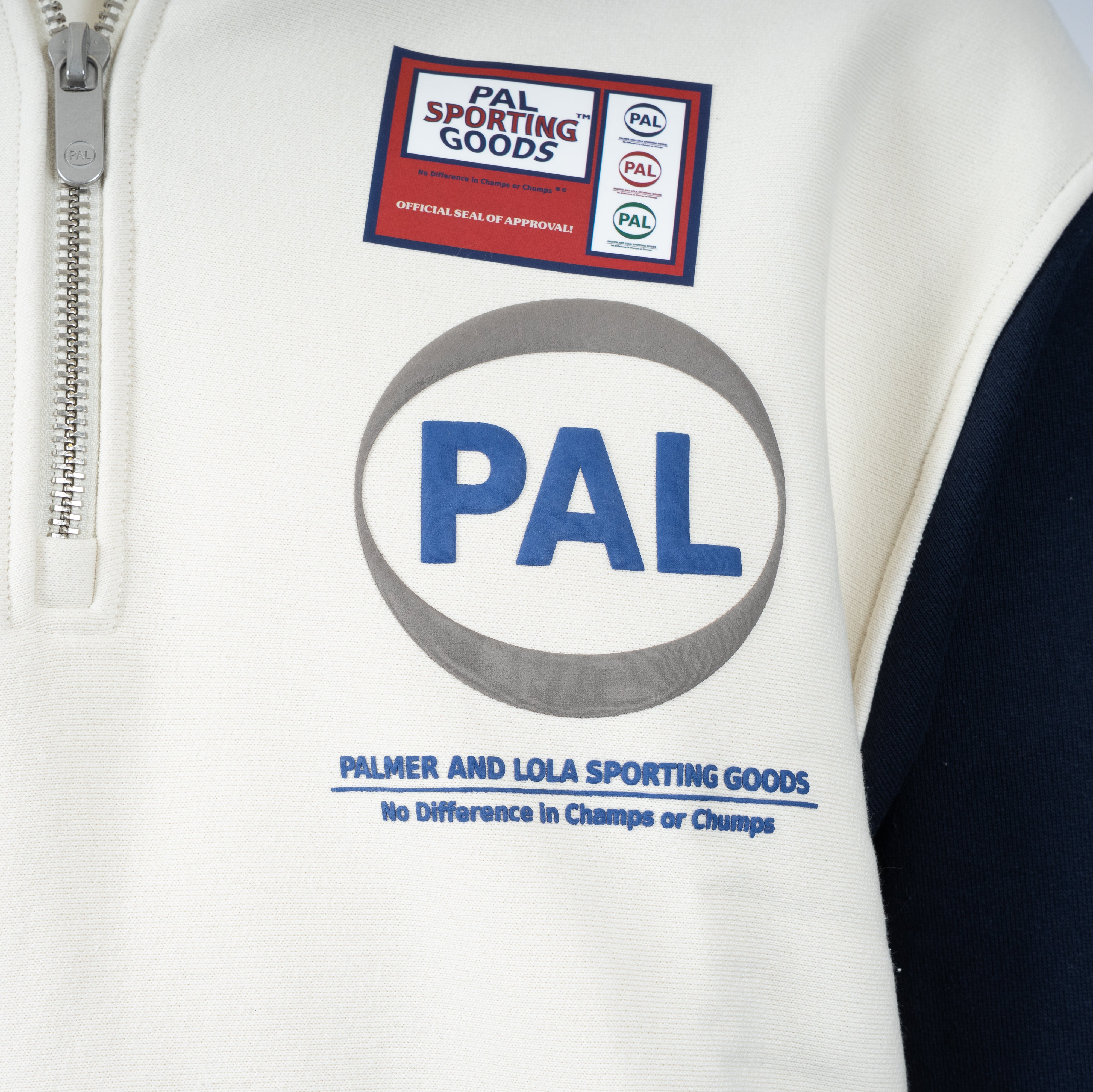 Pal Sporting Goods Sweater met Rits Crème & Blauw | Pre Game