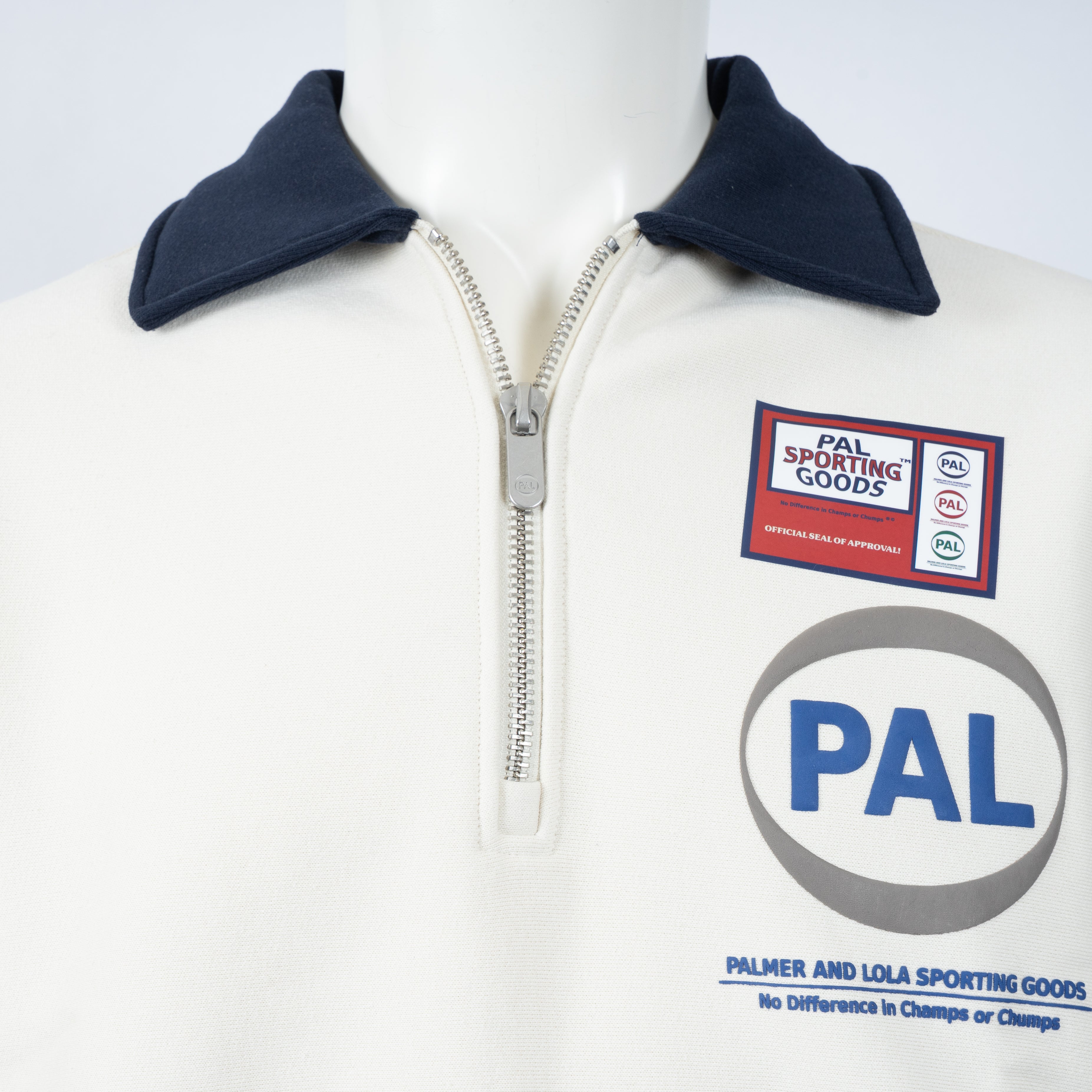 Pal Sporting Goods Sweater met Rits Crème & Blauw | Pre Game