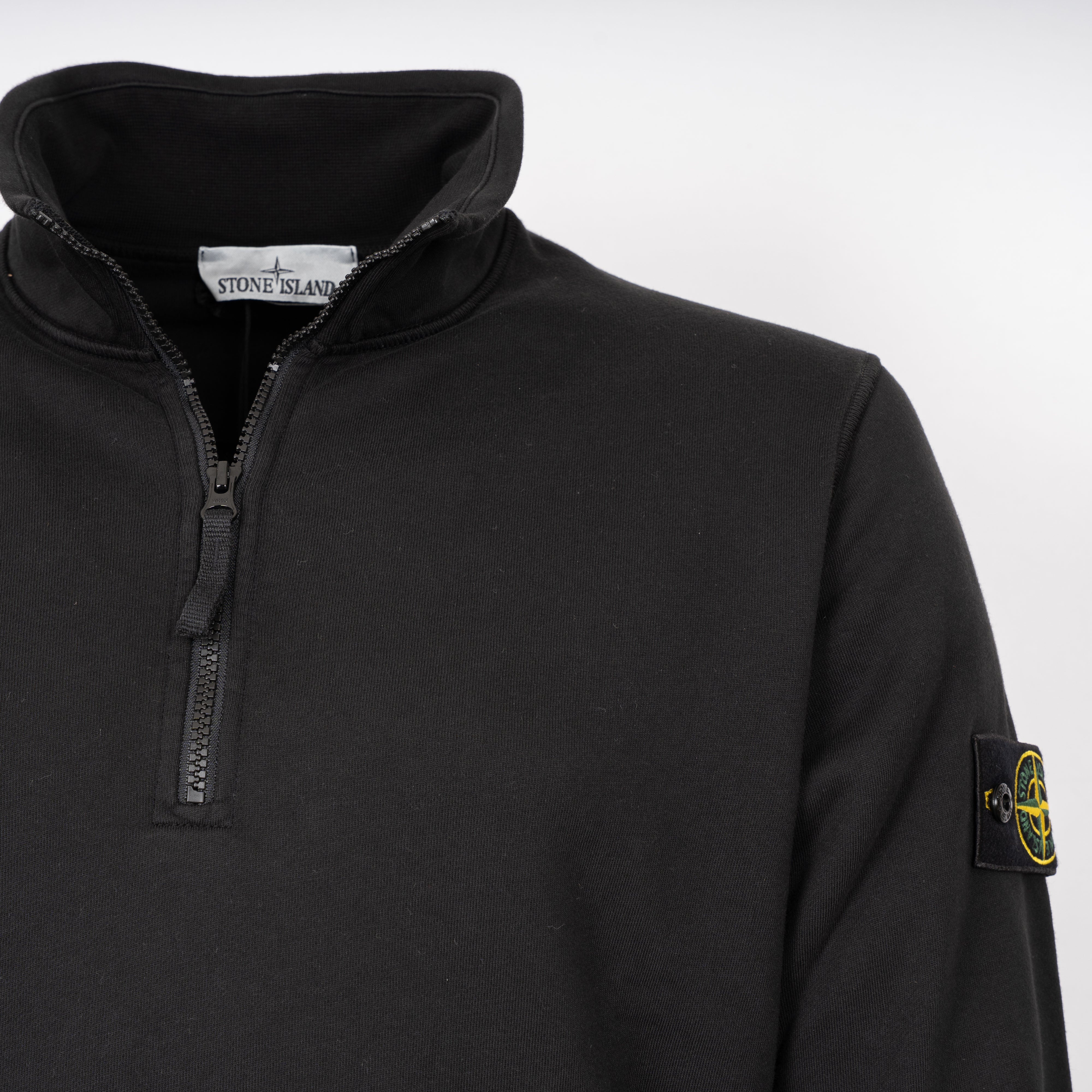 Stone Island Sweater met Rits Zwart | Organic Cotton Fleece