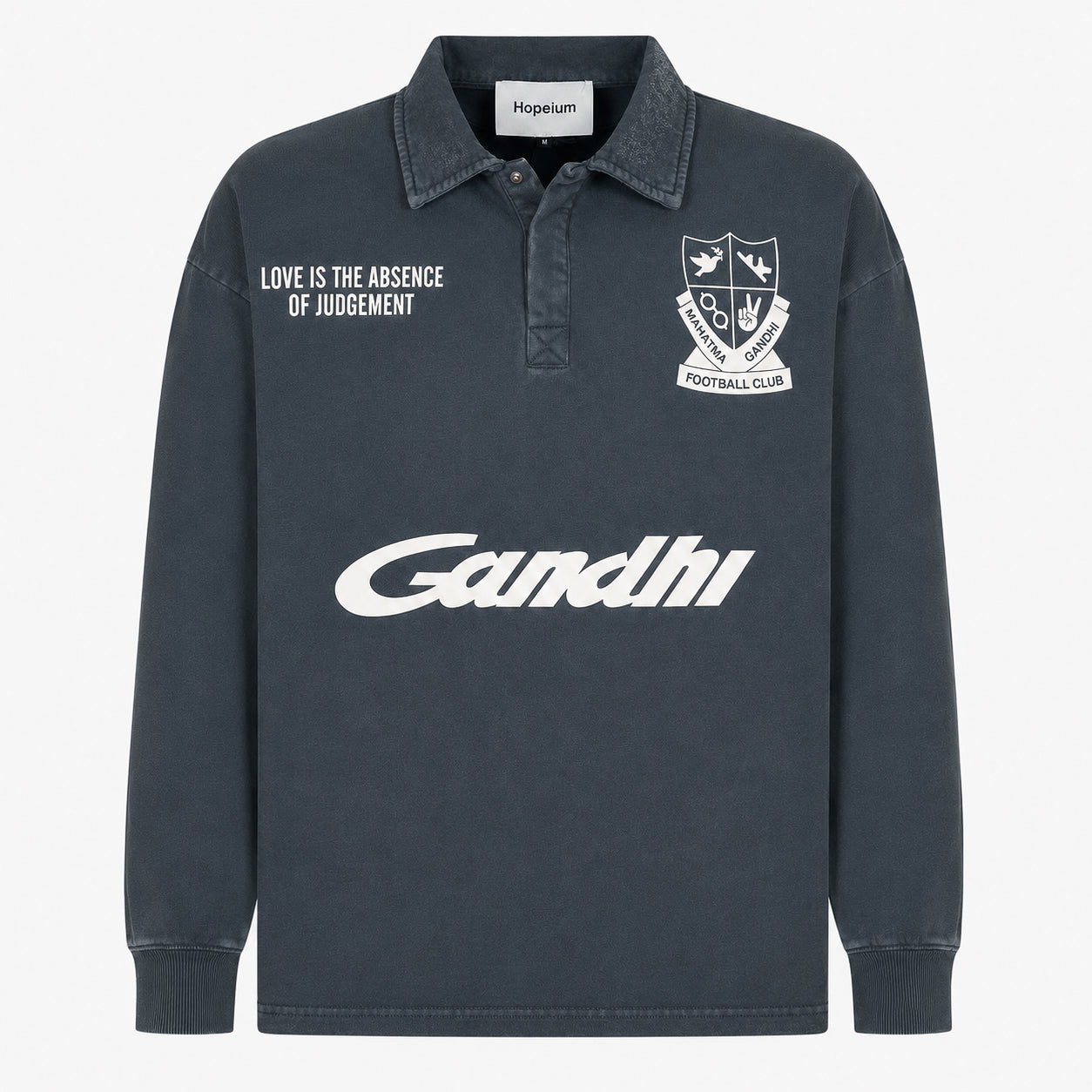 Hopeium Polo Sweater Verwassen Grijs | Football Gandhi
