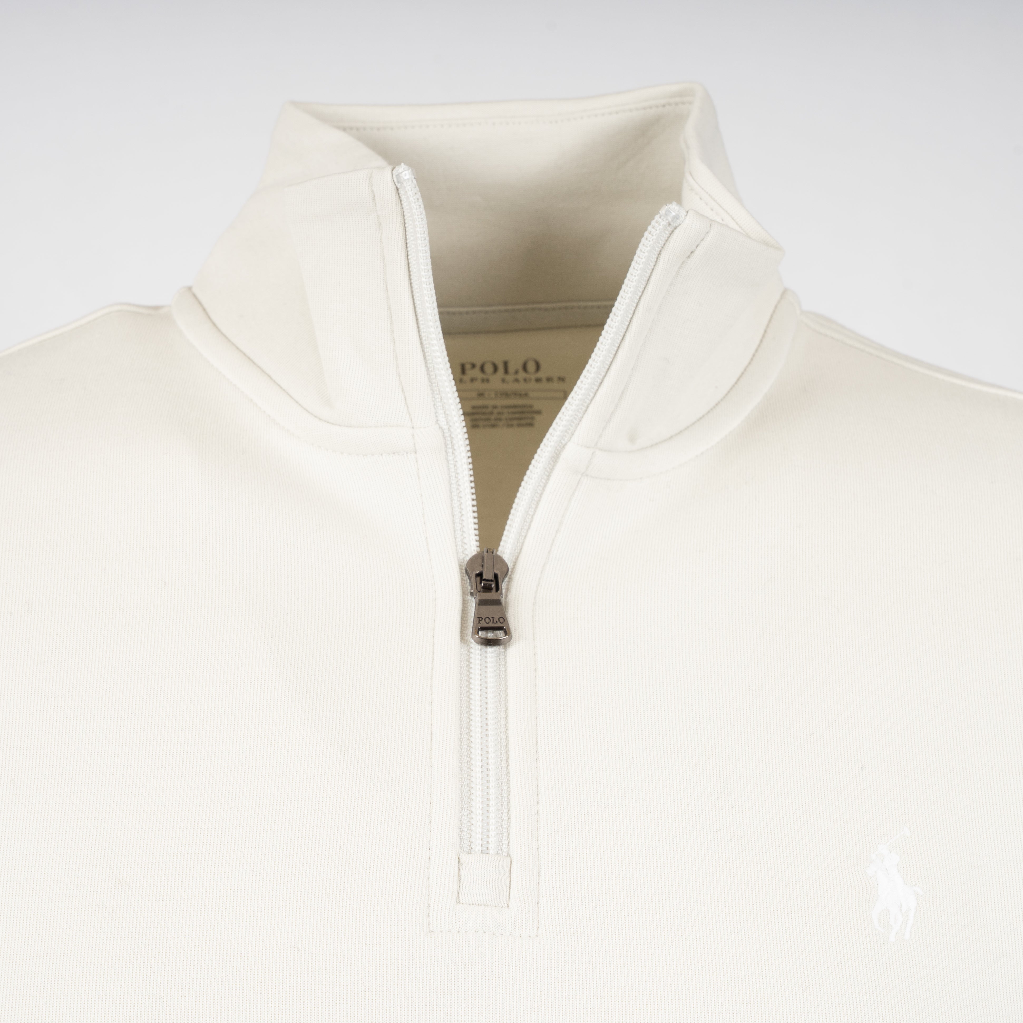 Ralph Lauren Sweater met Rits Off-White | Double-Knit