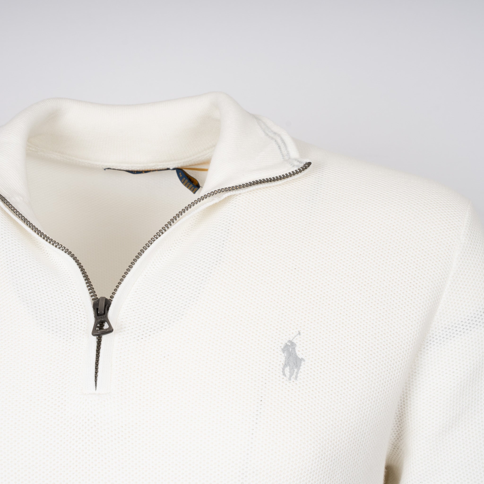 Ralph Lauren Gebreide Trui met Rits Wit | Mesh Cotton