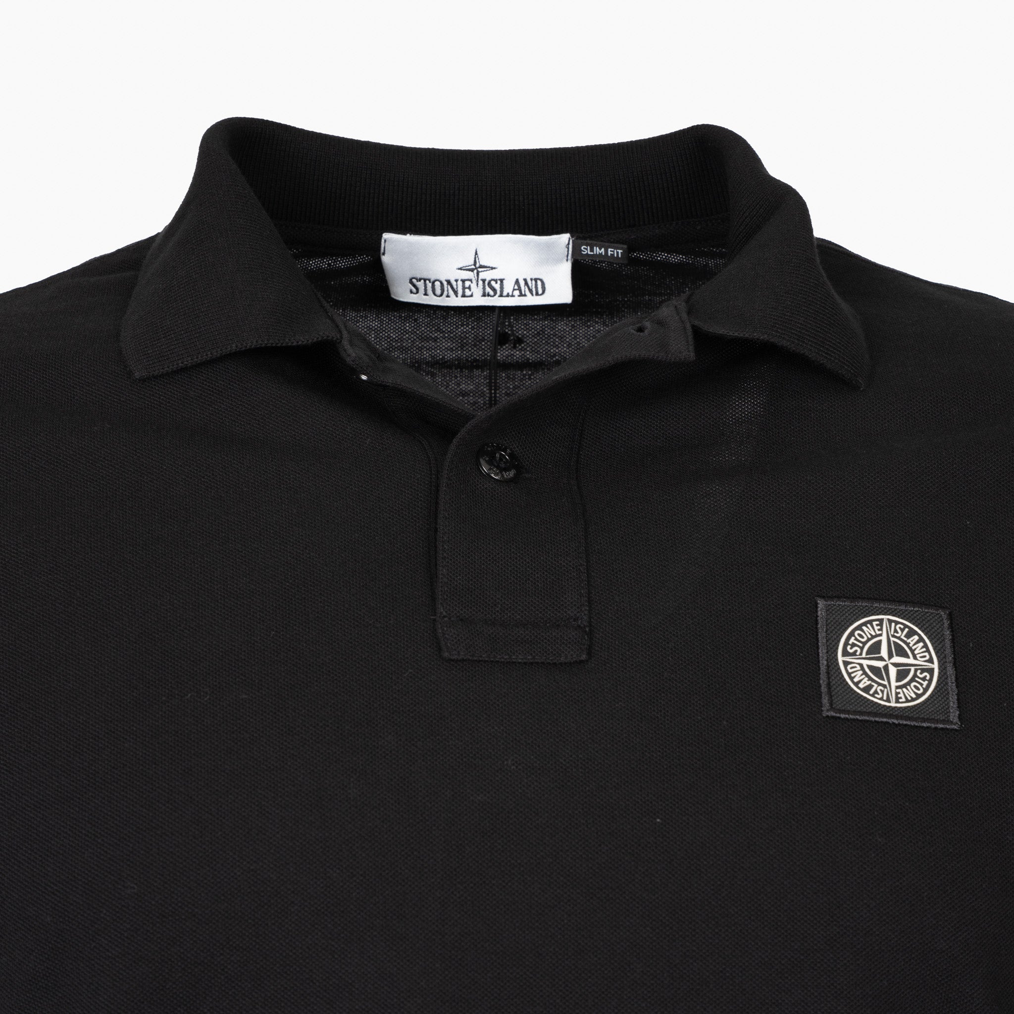 Stone Island Polo Zwart | Organic Cotton Piqué