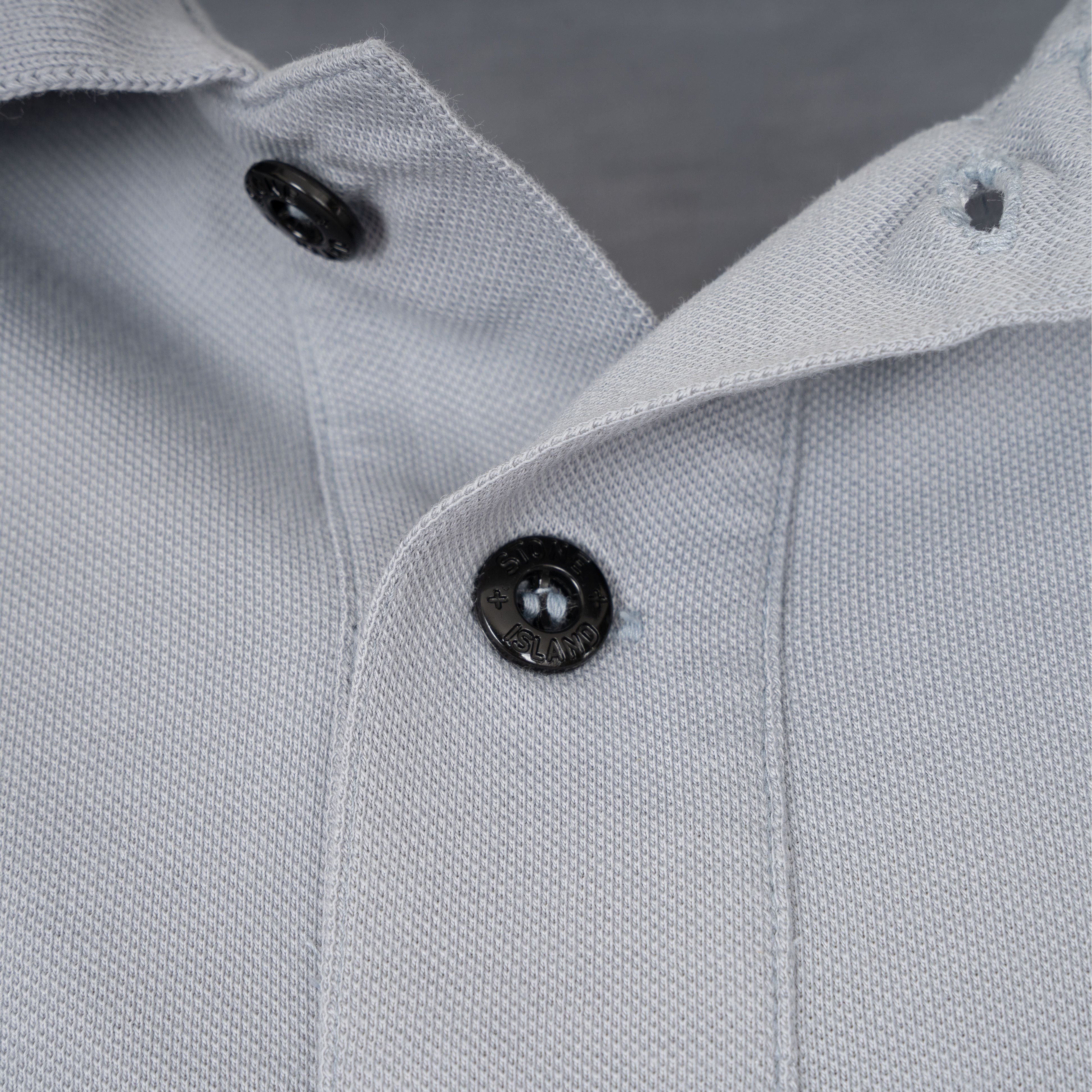 Stone Island Polo Grijs/Blauw | Organic Cotton Piqué