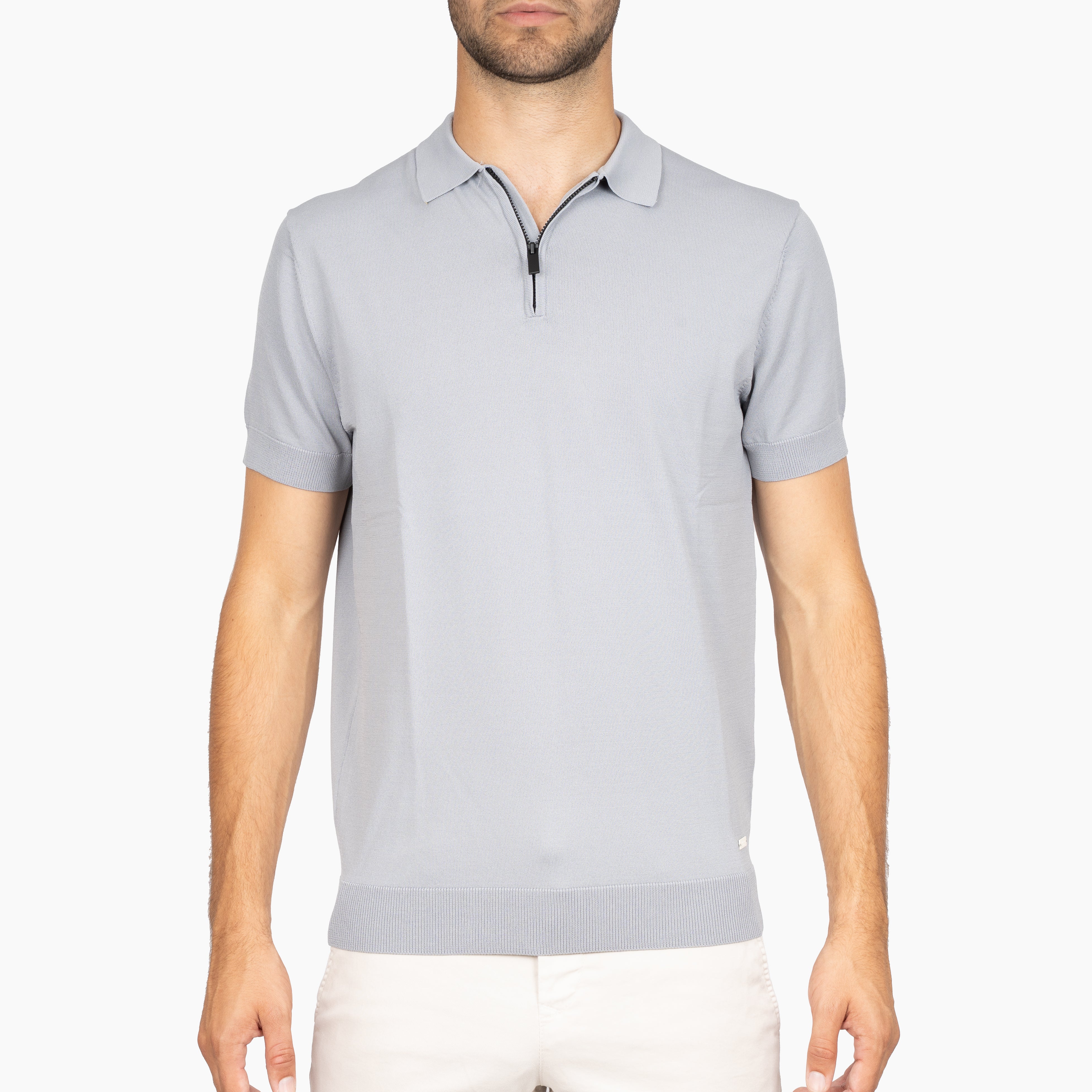 SEVEN DIALS Technische Polo met Rits Grijs | Osric