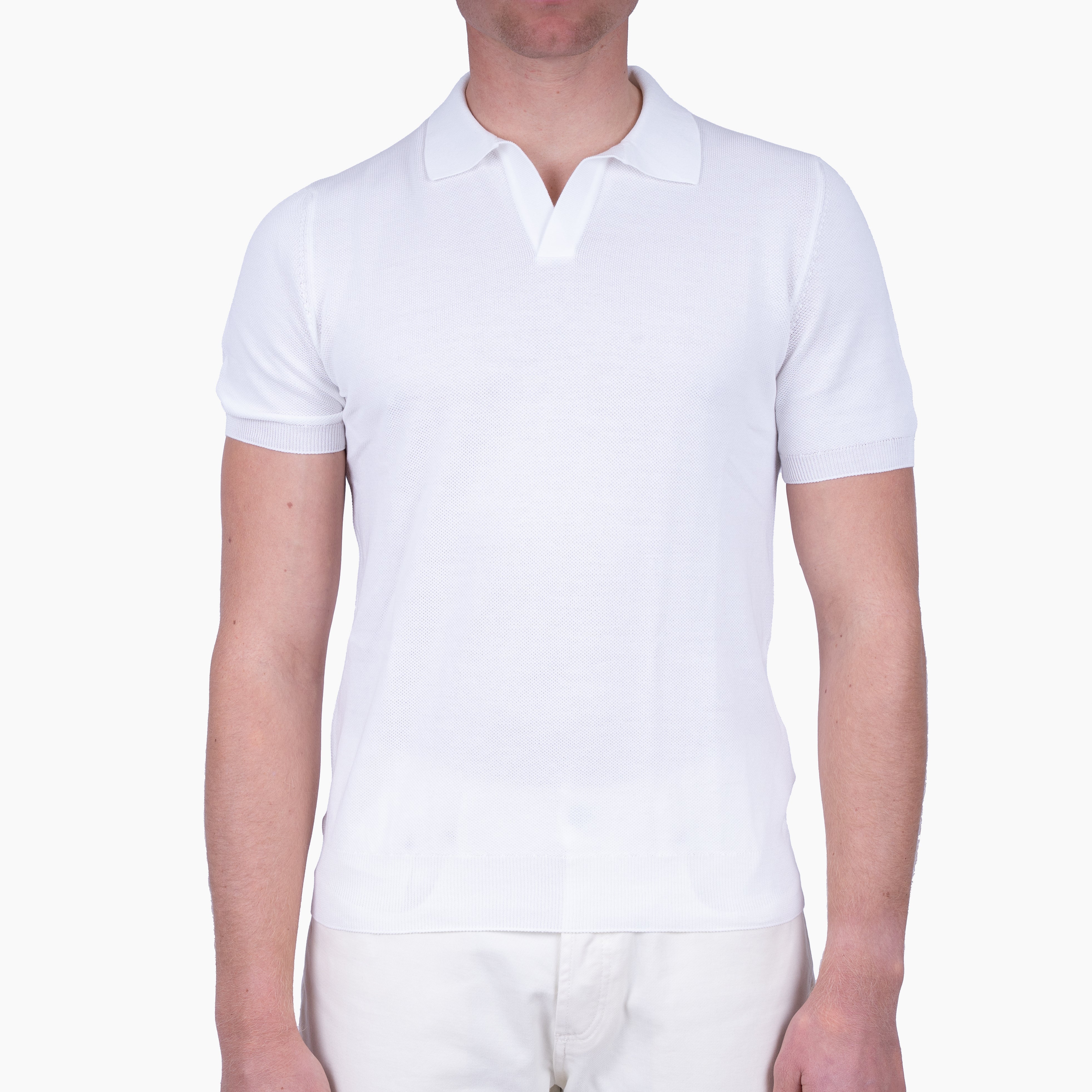 Gran Sasso Polo Buttonless Kraag Wit | Fresh Cotton