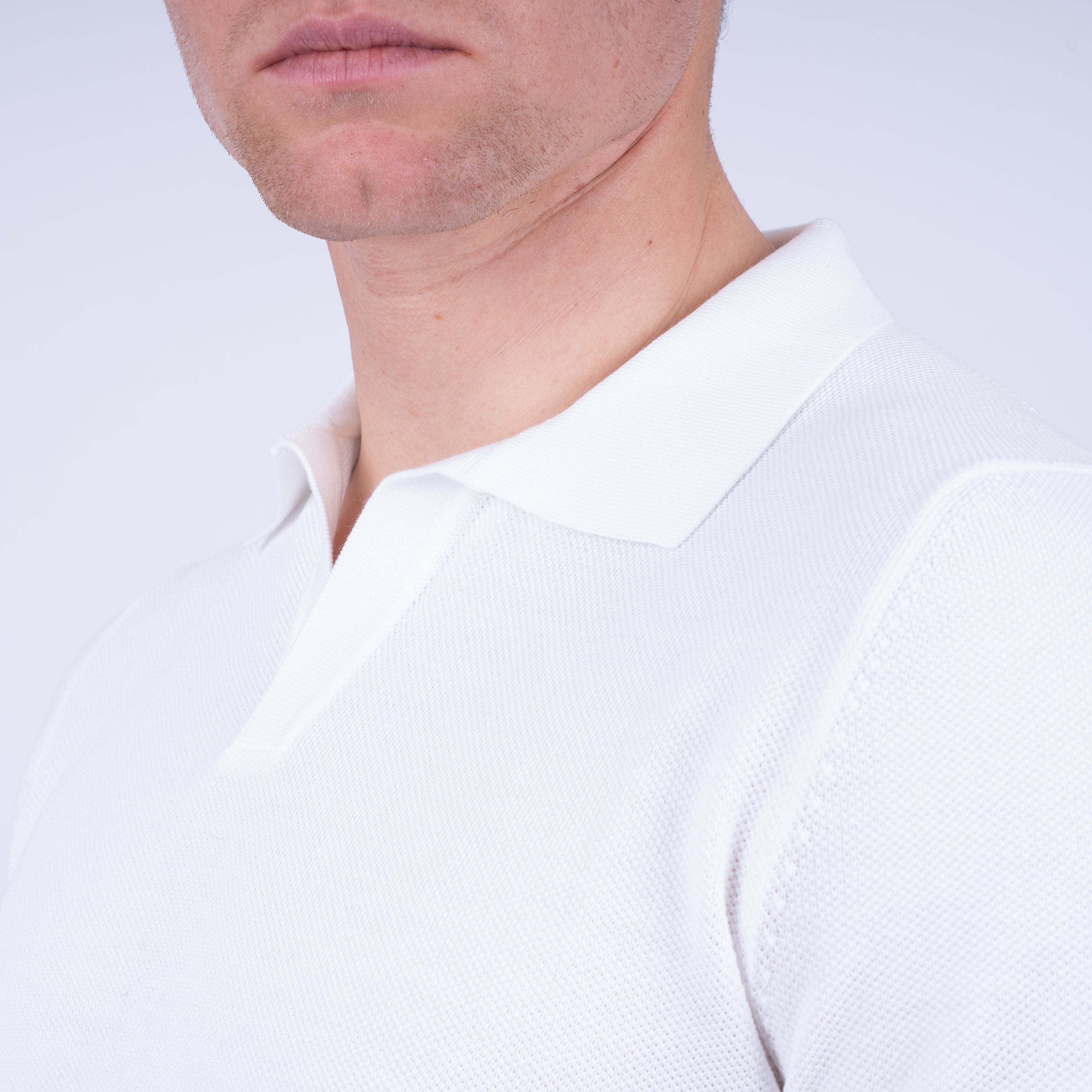 Gran Sasso Polo Buttonless Kraag Wit | Fresh Cotton