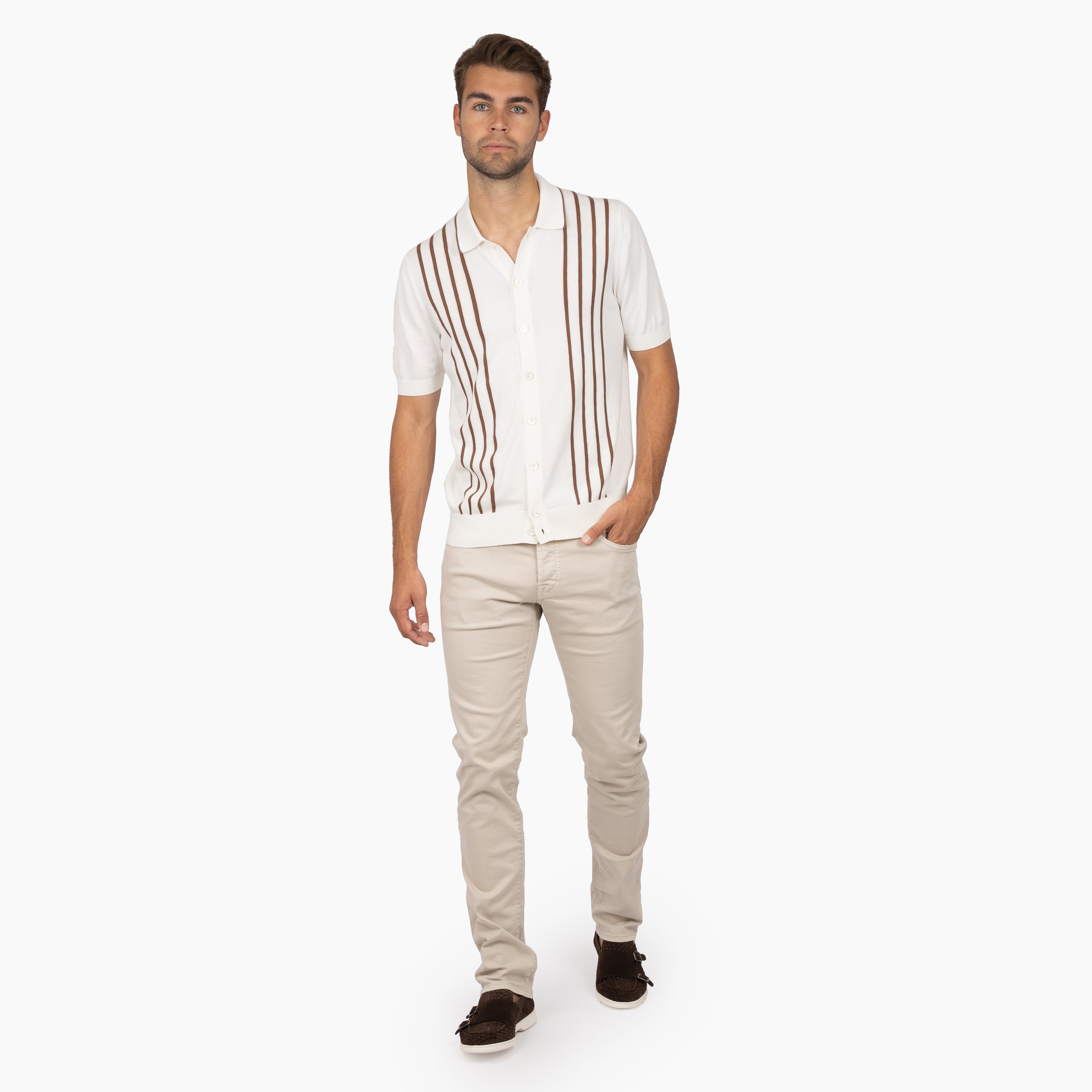 Gran Sasso Doorknoop Polo Off-White | Organic Cotton
