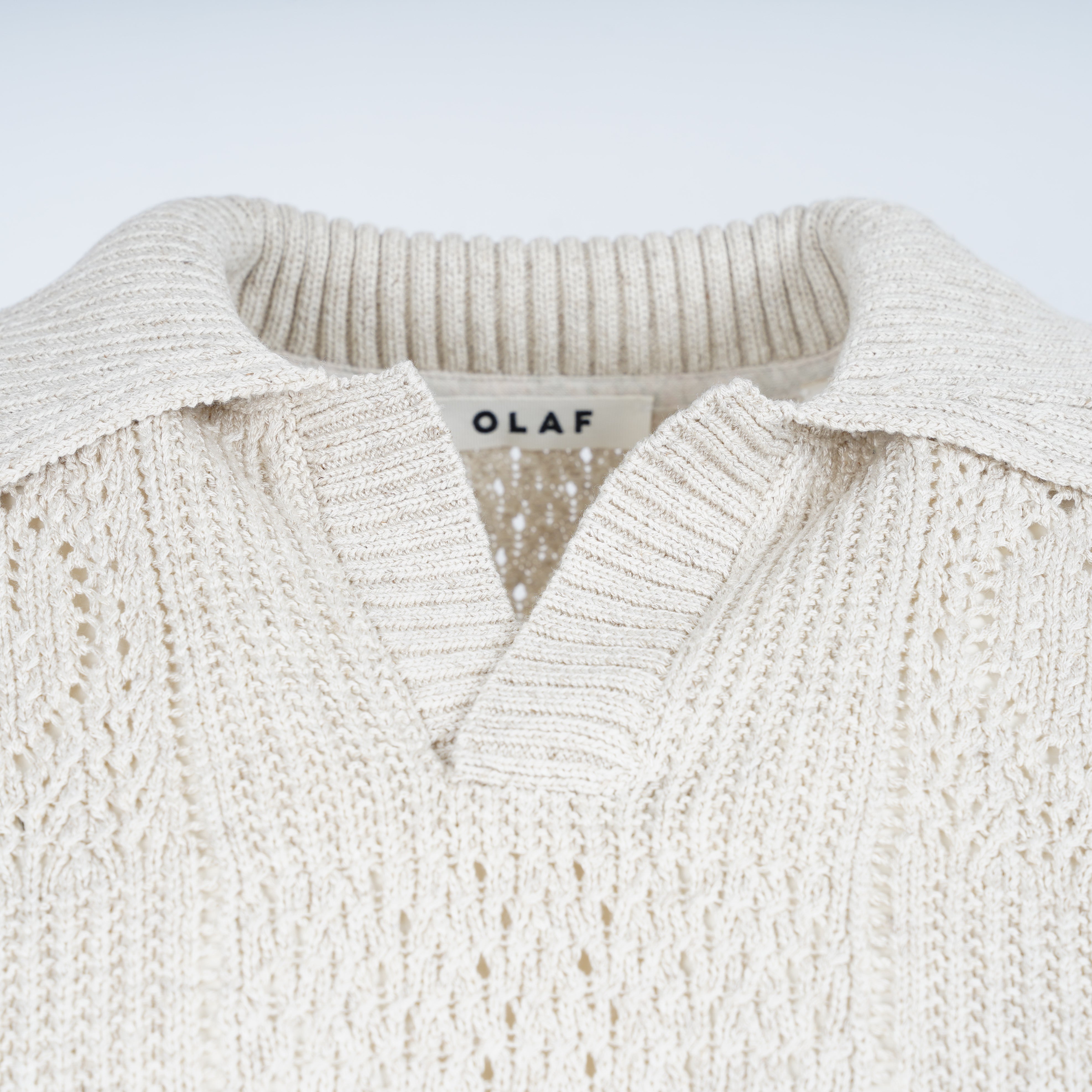 Olaf Gebreide Polo Off-White | Face Logo