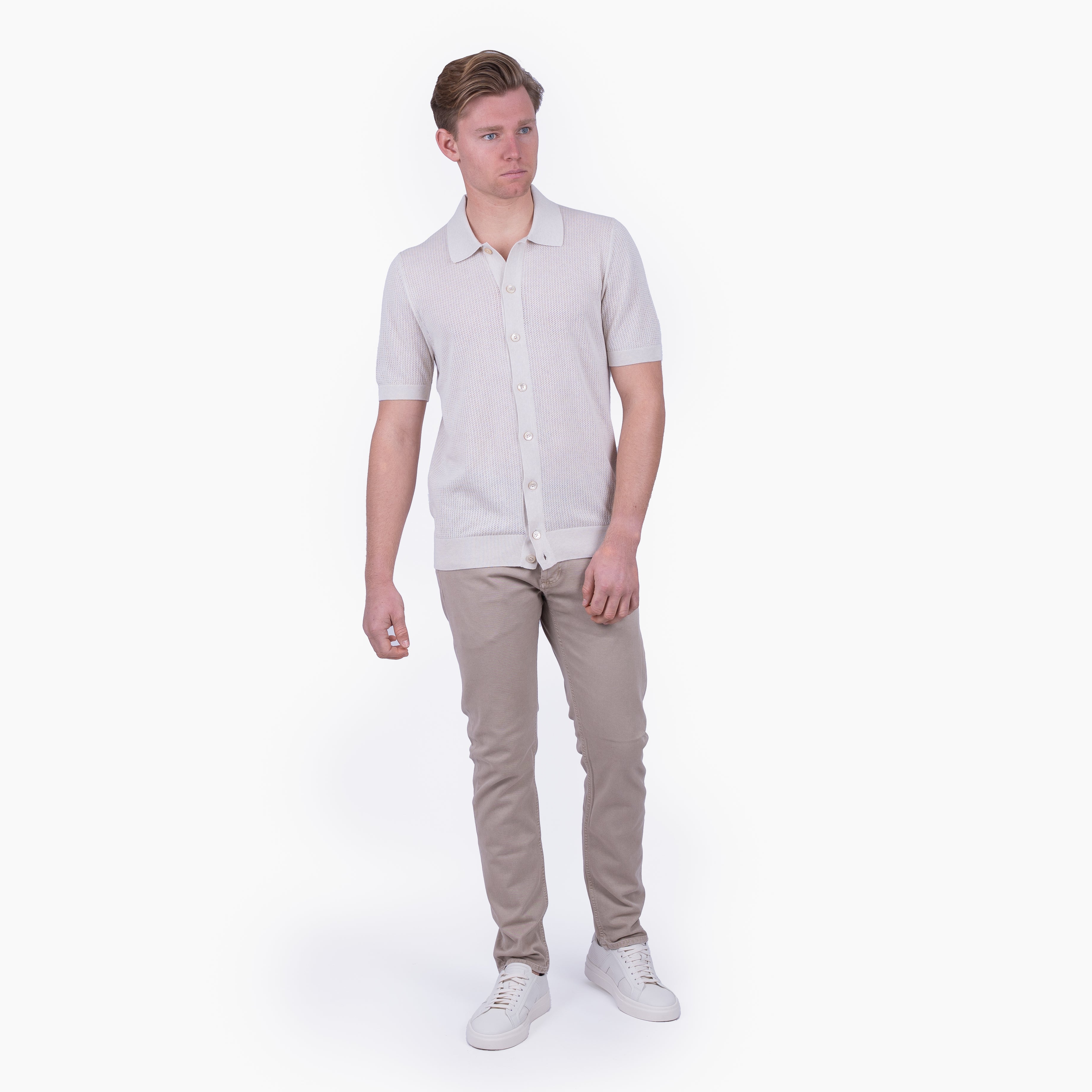 Gran Sasso Doorknoop Polo Off-White | Fresh Cotton