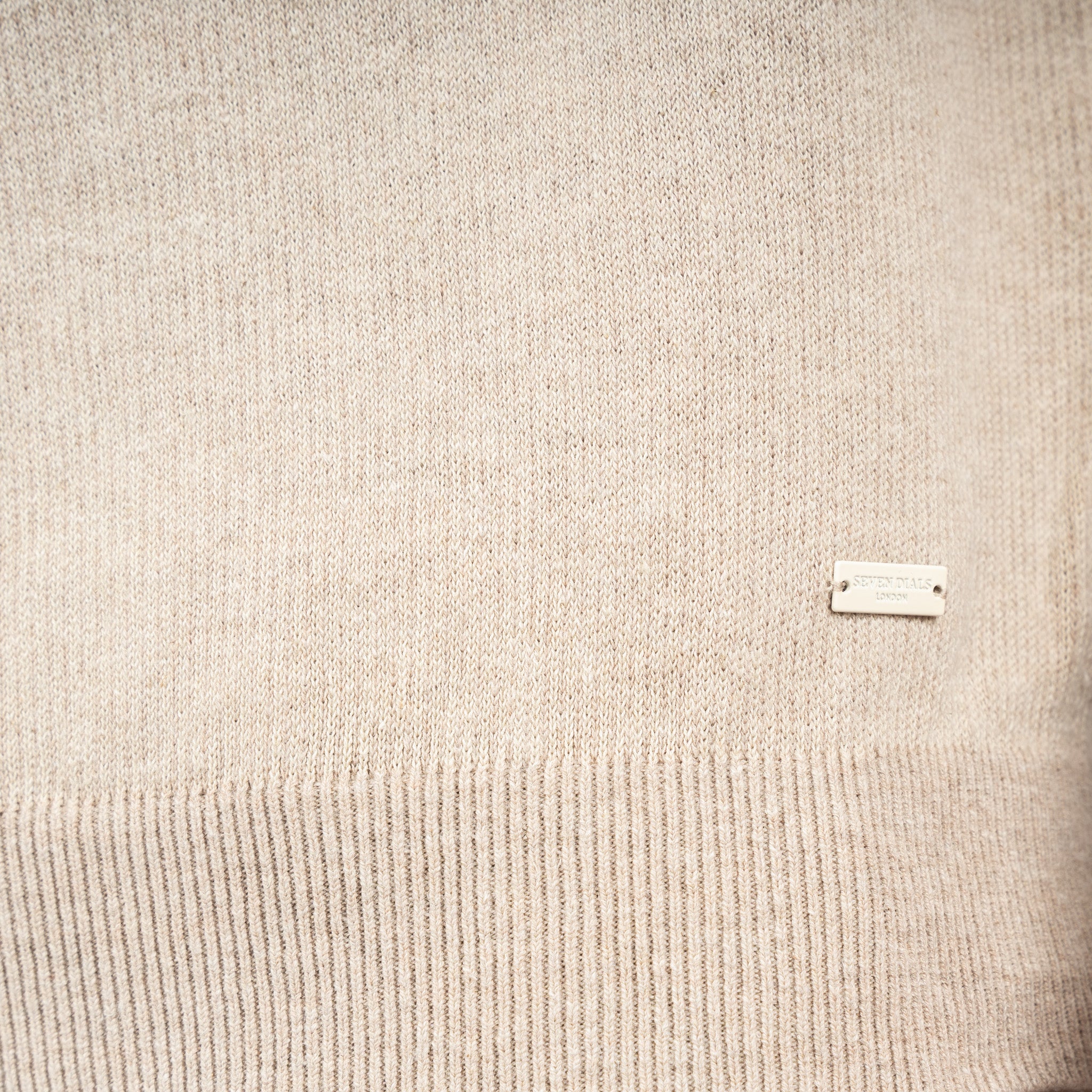 SEVEN DIALS Gebreide Polo met Rits Beige | Desmond