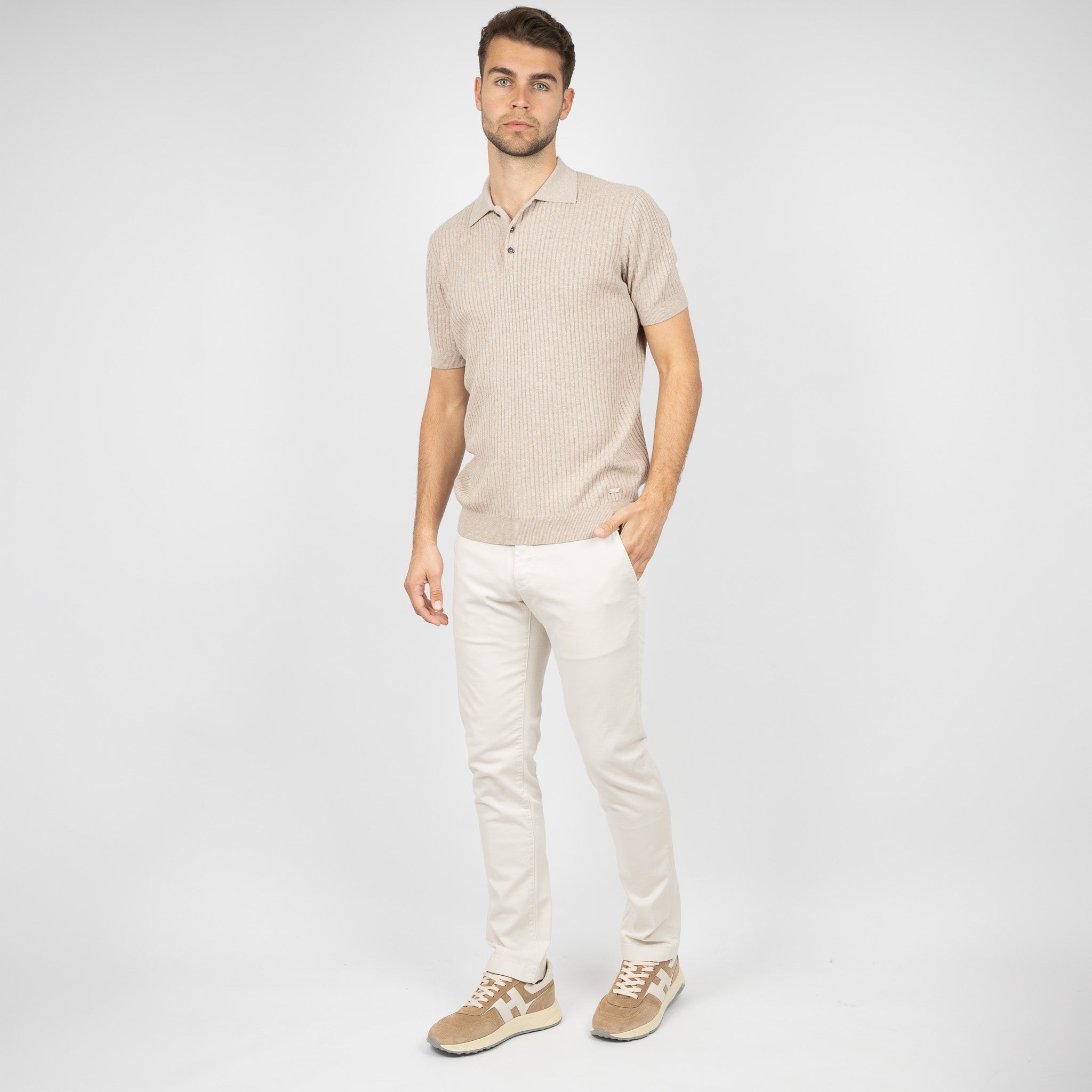 SEVEN DIALS Gebreide Polo Beige | Rio
