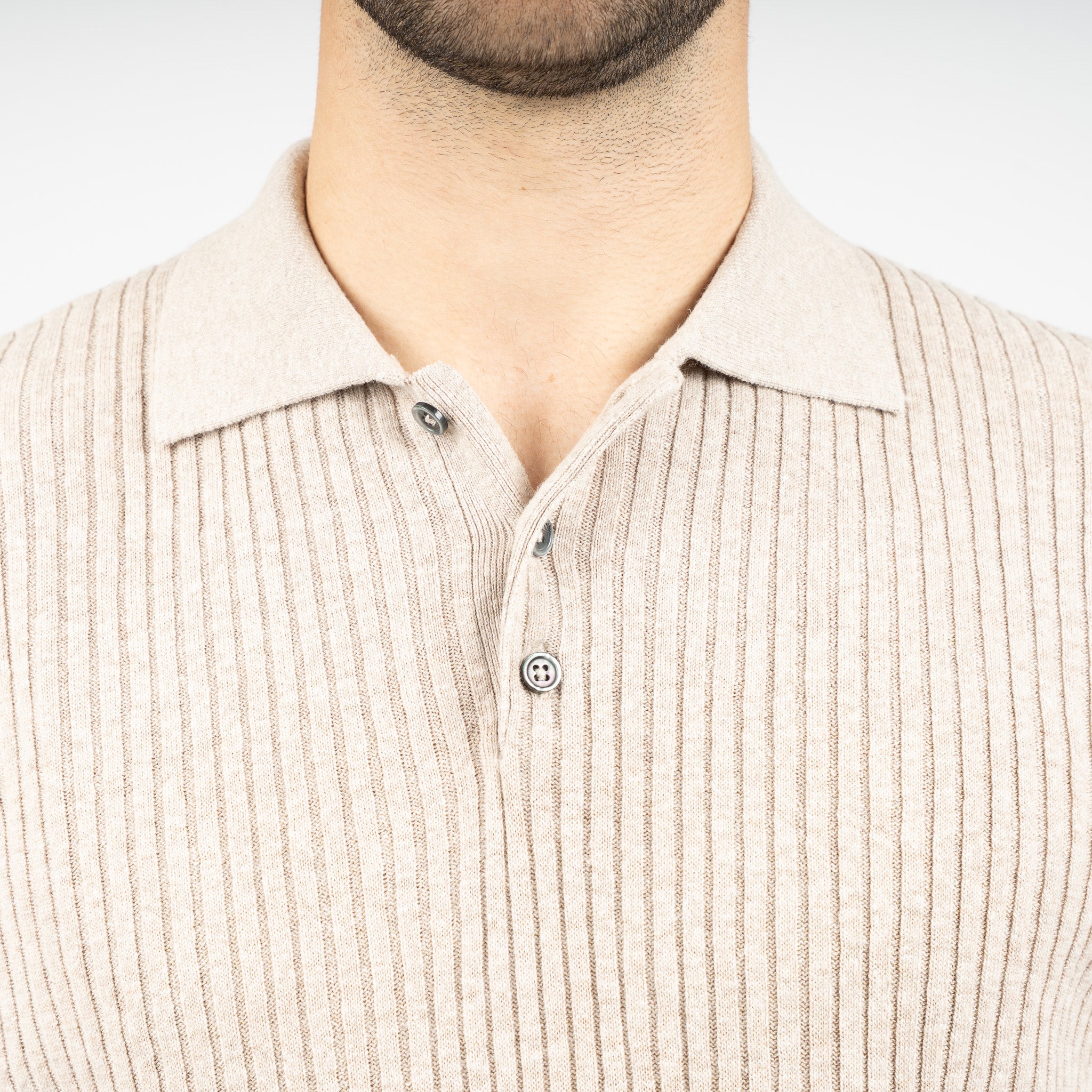 SEVEN DIALS Gebreide Polo Beige | Rio